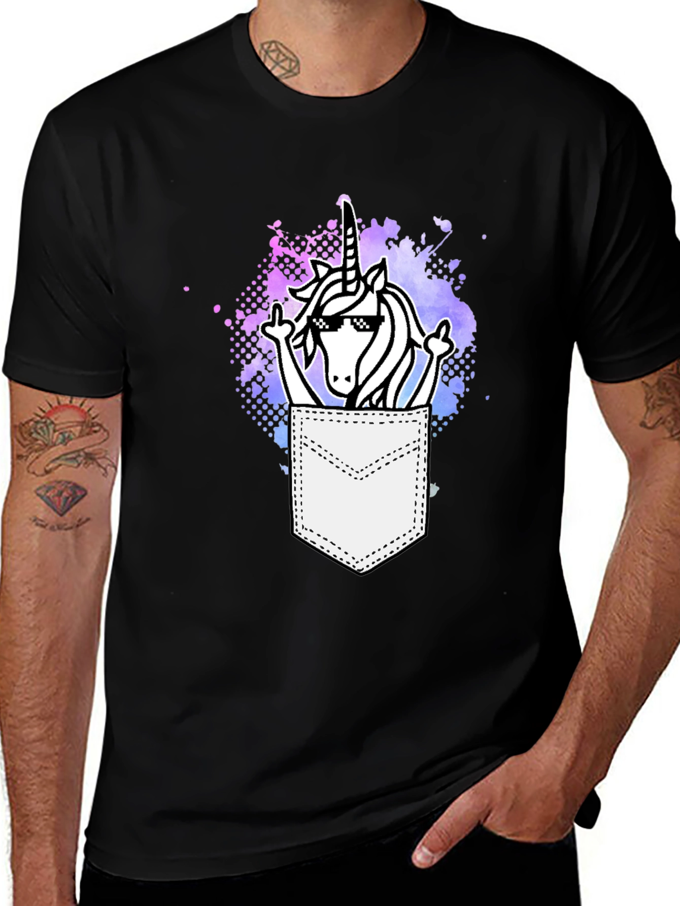 Variant 26 of Unicorn Pocket T-Shirt - Black