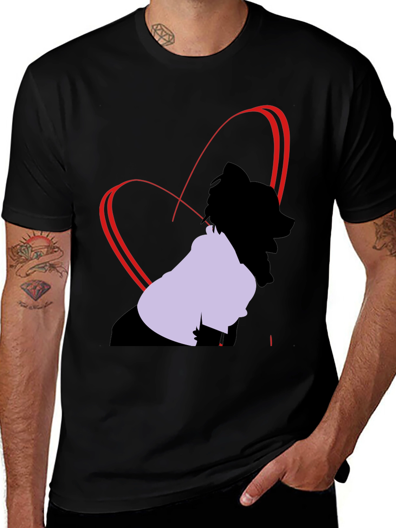 Variant 9 of Heart Design Black T-Shirt