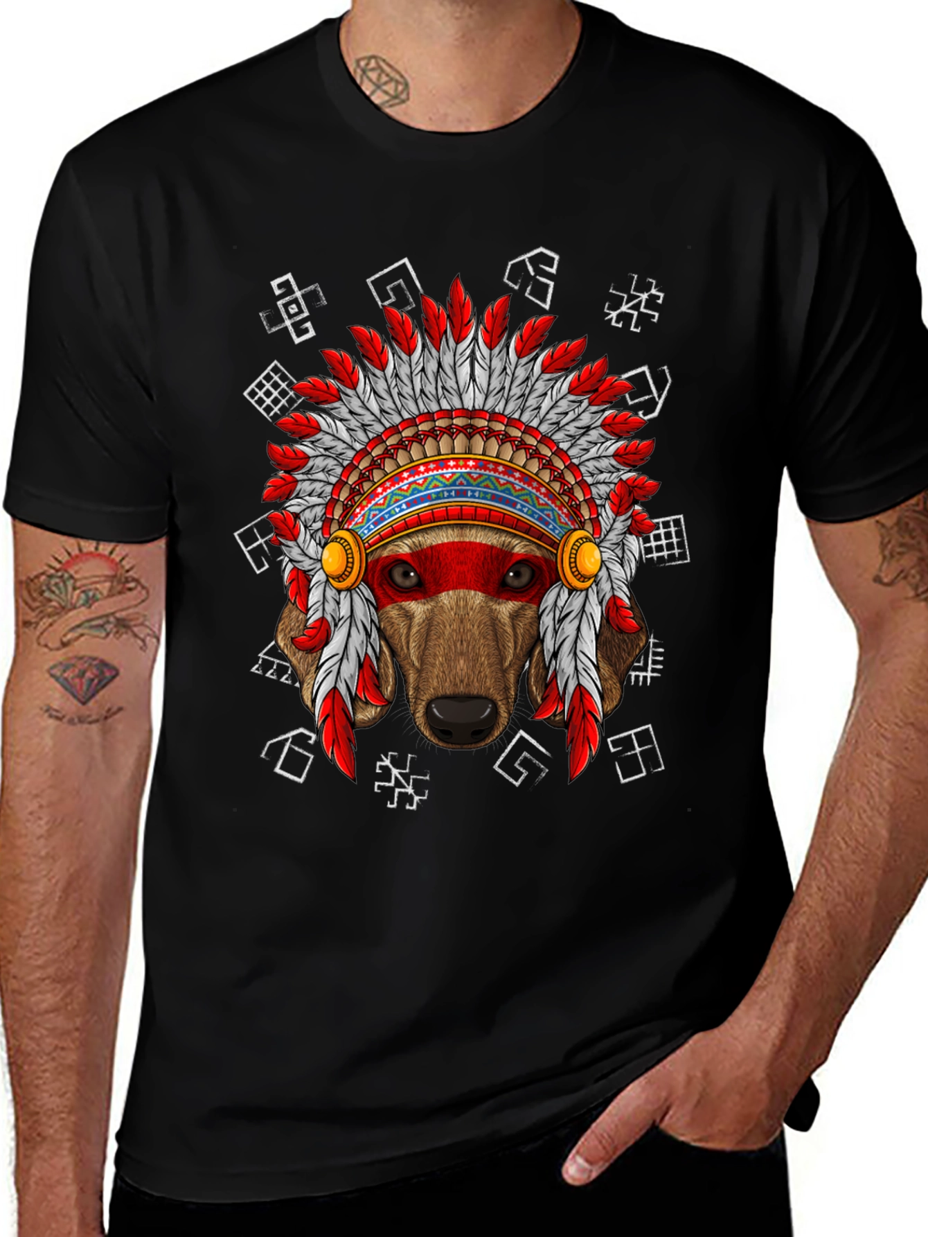 Variant 14 of Dog in Headdress Graphic T-Shirt