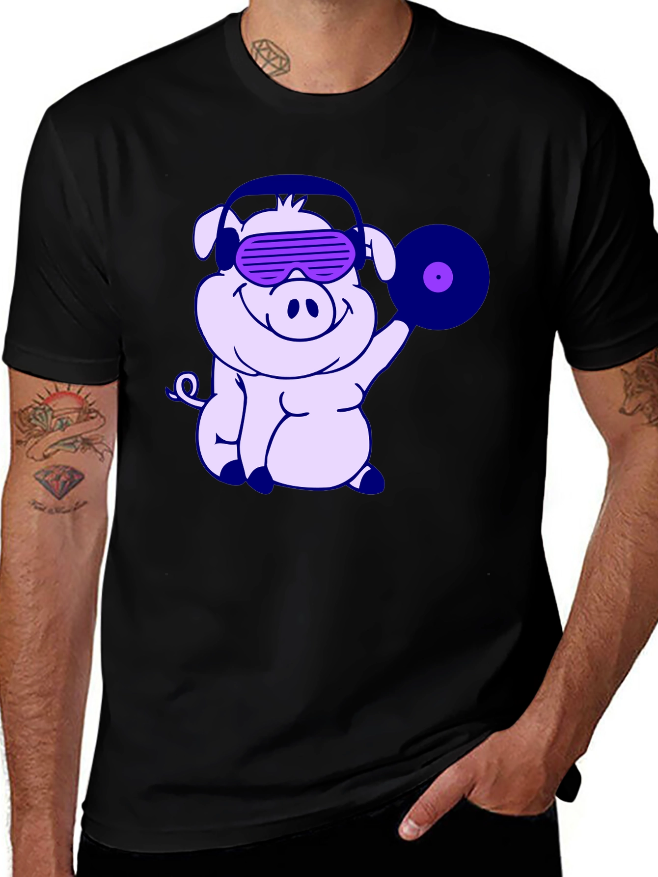 Variant 30 of DJ Pig T-Shirt - Vinyl Record, Headphones
