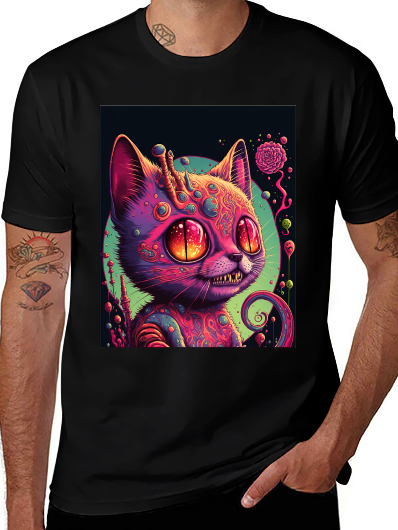 Variant 7 of Psychedelic Cat Graphic Tee