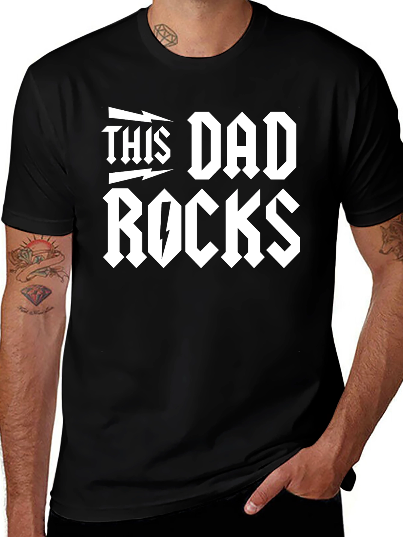 This Dad Rocks T-Shirt - Black Graphic Tee for Cool Fathers