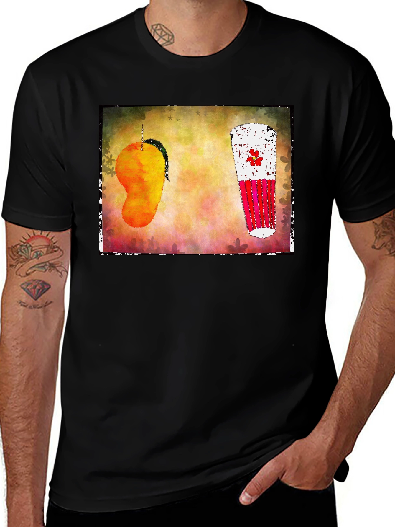 Variant 18 of Mango Lassi Art T-Shirt - Tropical Drink Graphic Tee