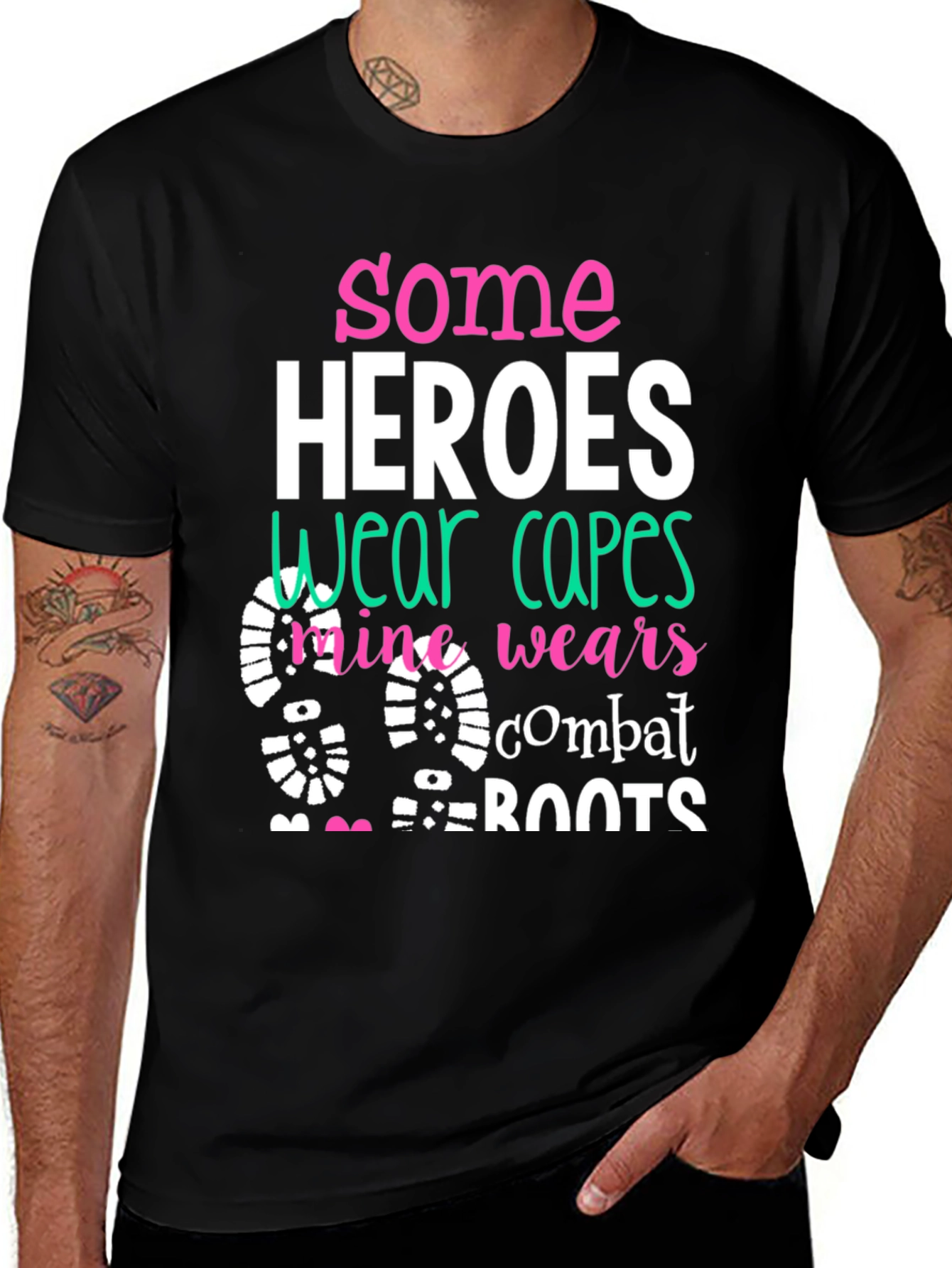 Variant 6 of Some Heroes Wear Combat Boots Graphic Tee