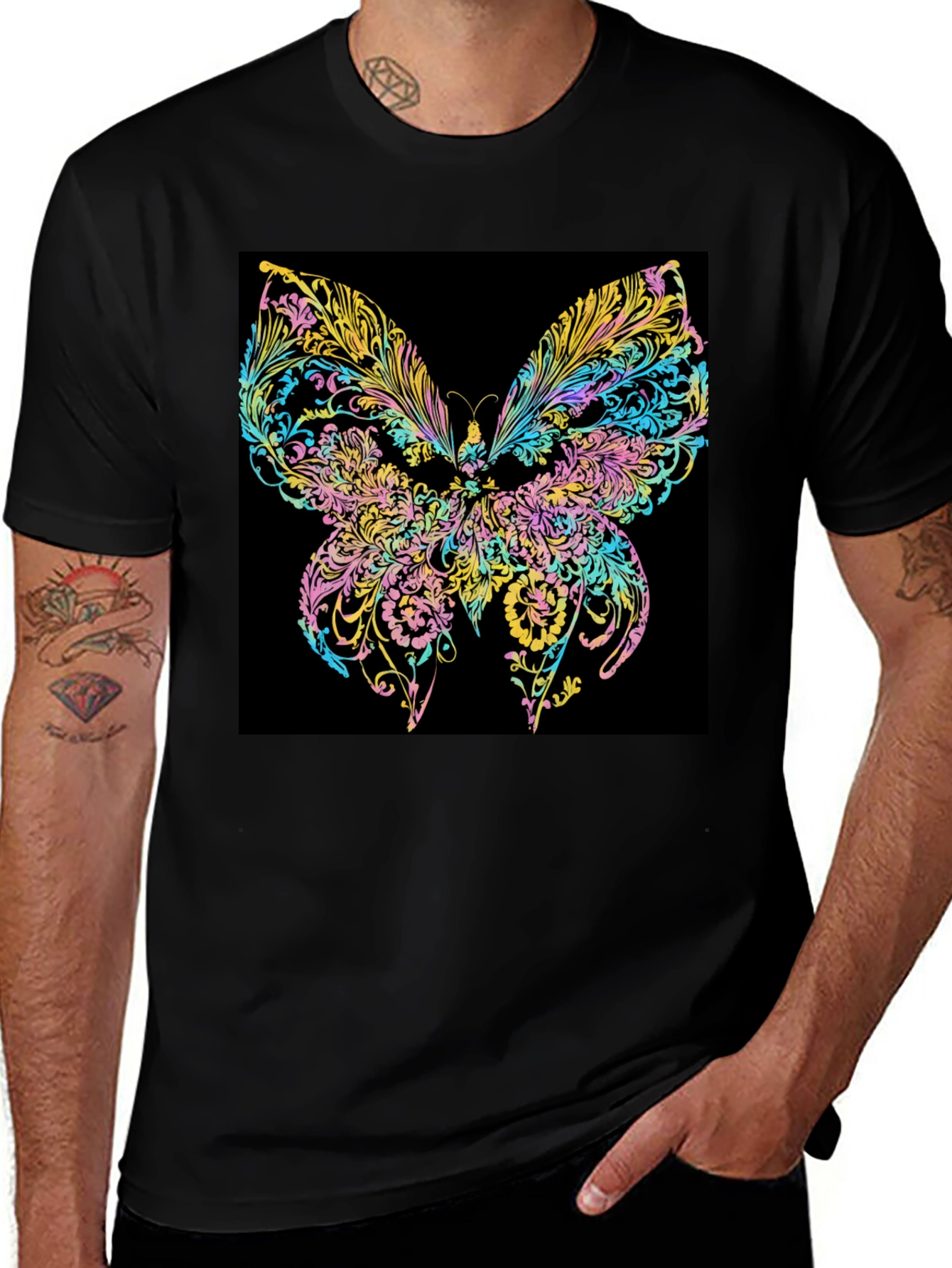 Variant 7 of Butterfly Art Black T-Shirt