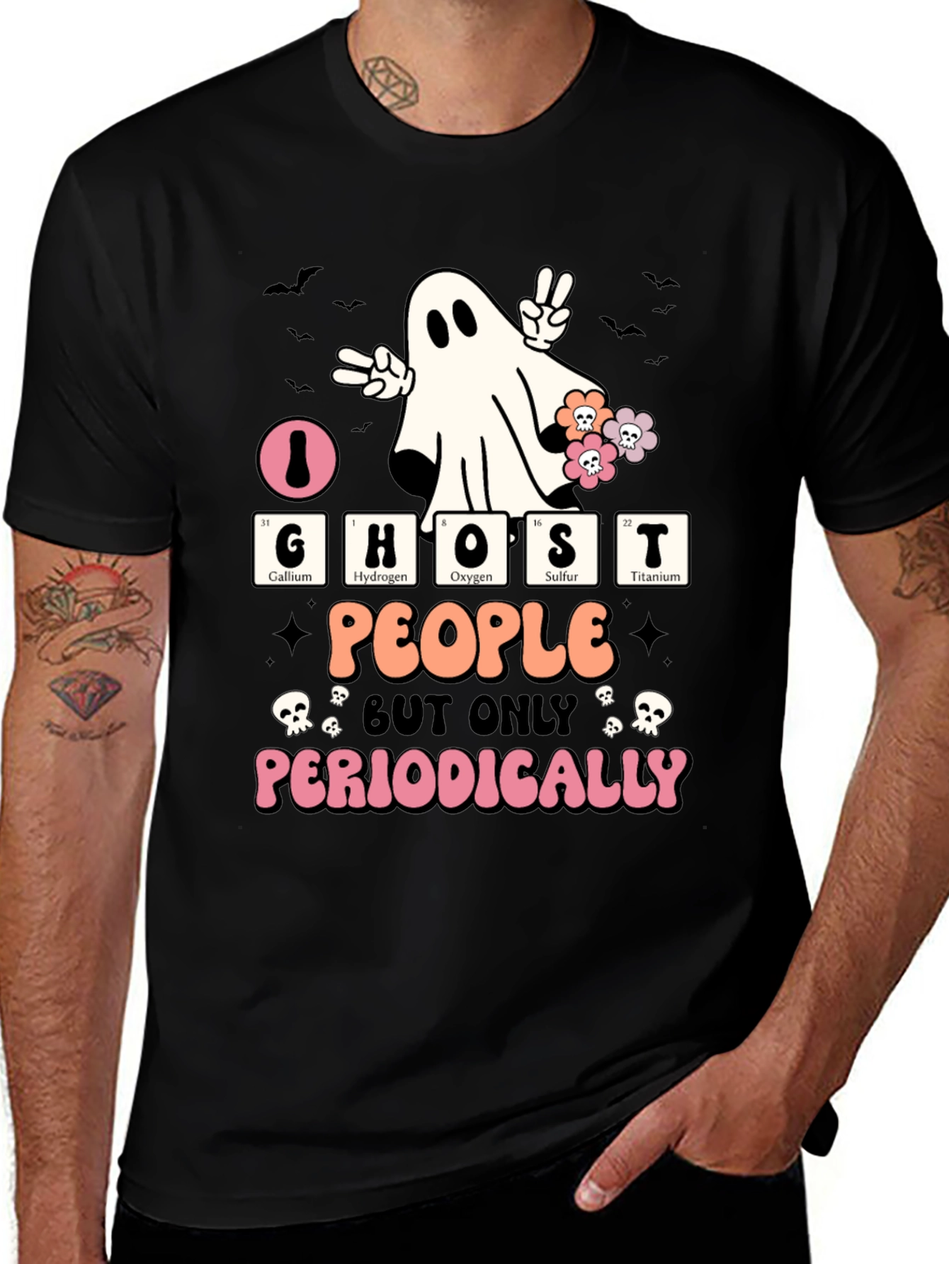 Variant 13 of Ghost Periodic Table Halloween Graphic Tee