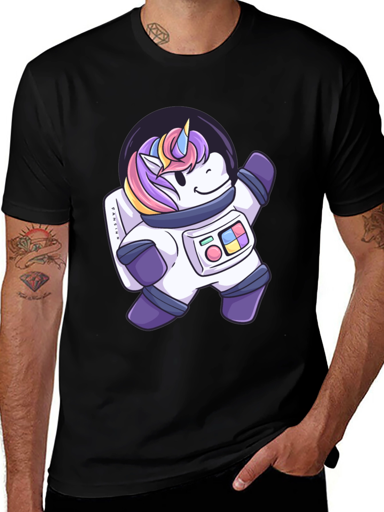 Variant 28 of Astronaut Unicorn Graphic T-Shirt - Black