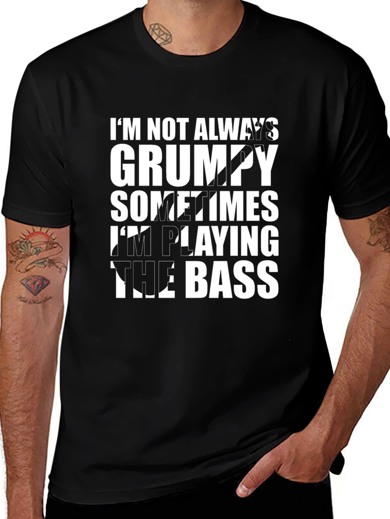 Variant 27 of Grumpy Bass Player Graphic T-Shirt