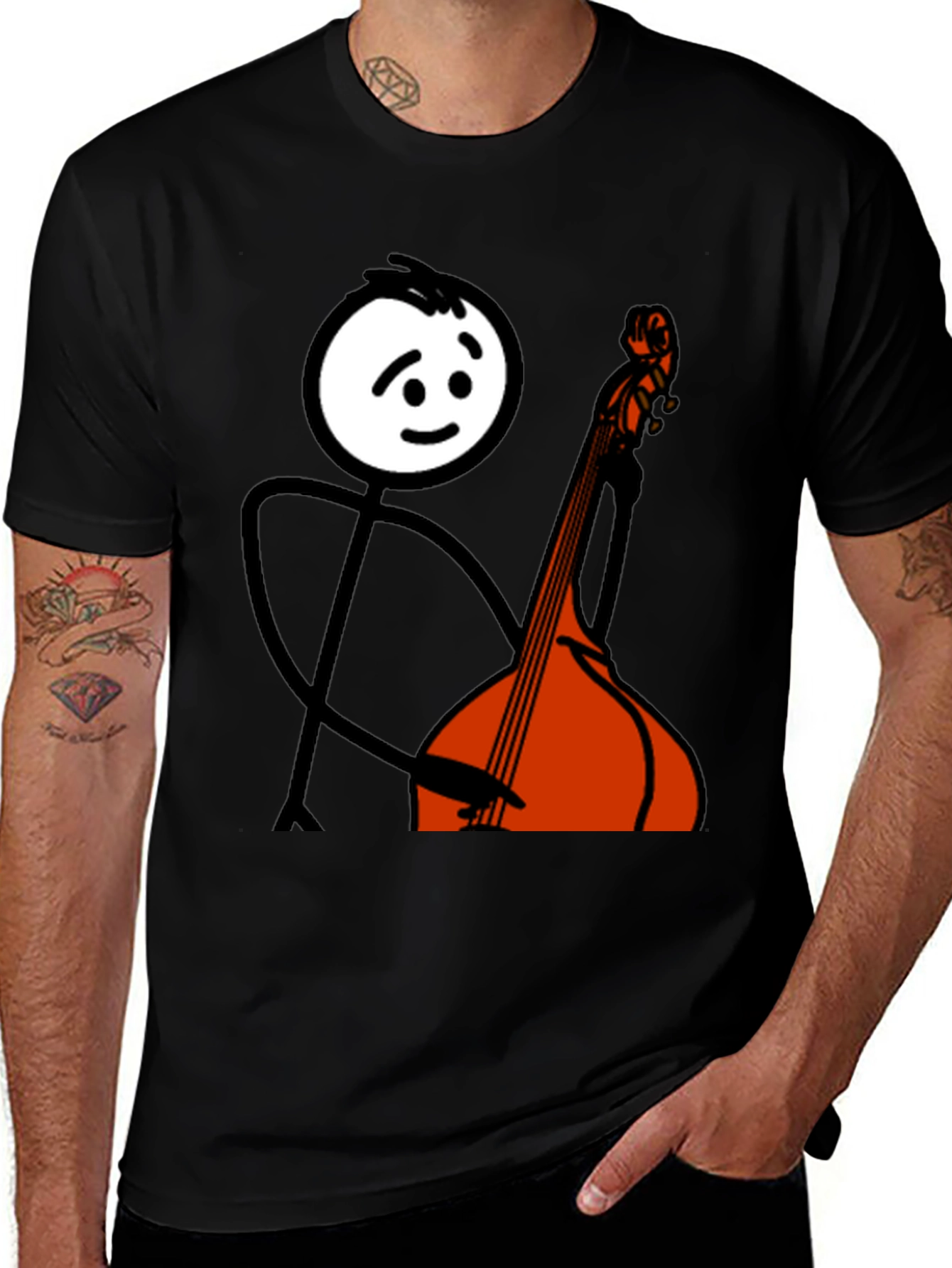 Variant 24 of Stick Figure Bass Player Graphic Tee