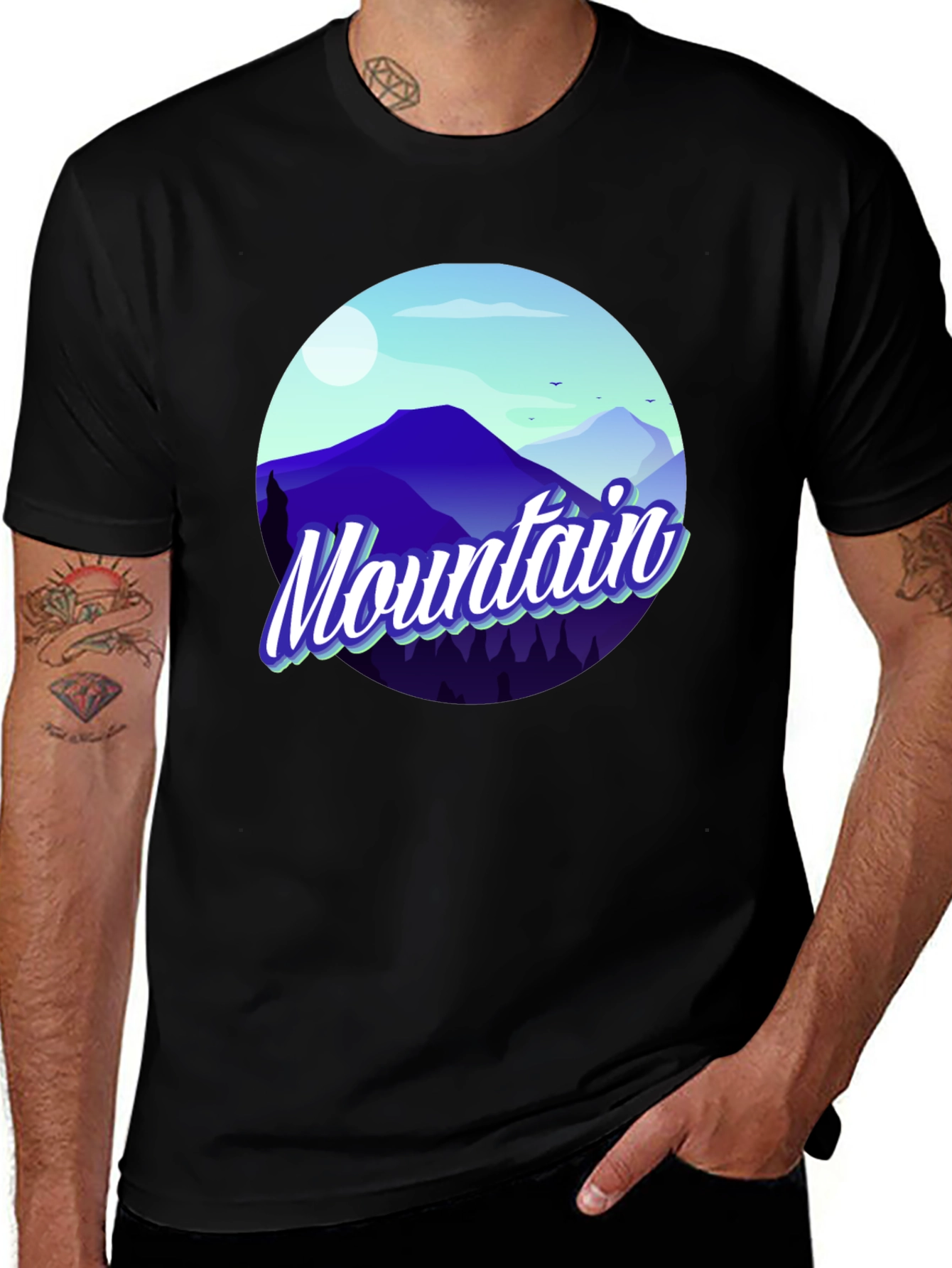 Mountain Graphic Print Black T-Shirt