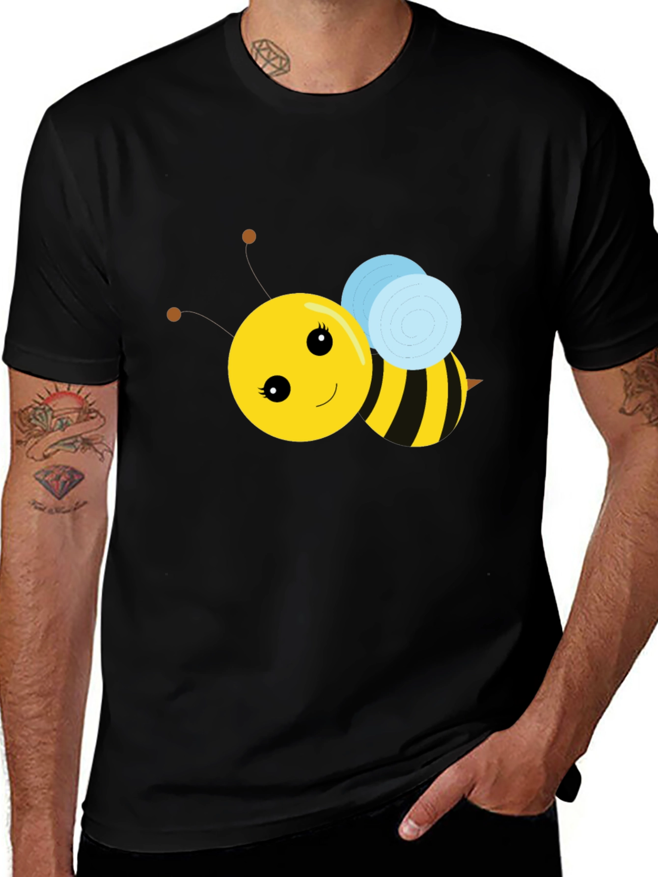 Variant 17 of Cute Bee Graphic T-Shirt - Black