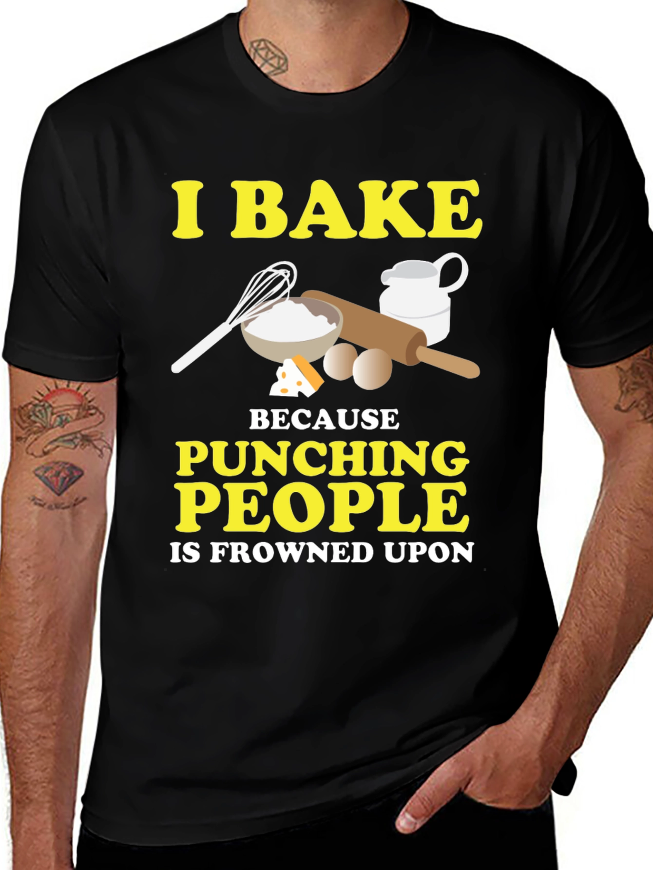 Variant 16 of Funny Baking T-Shirt - I Bake Because Punching People Is Frowned Upon