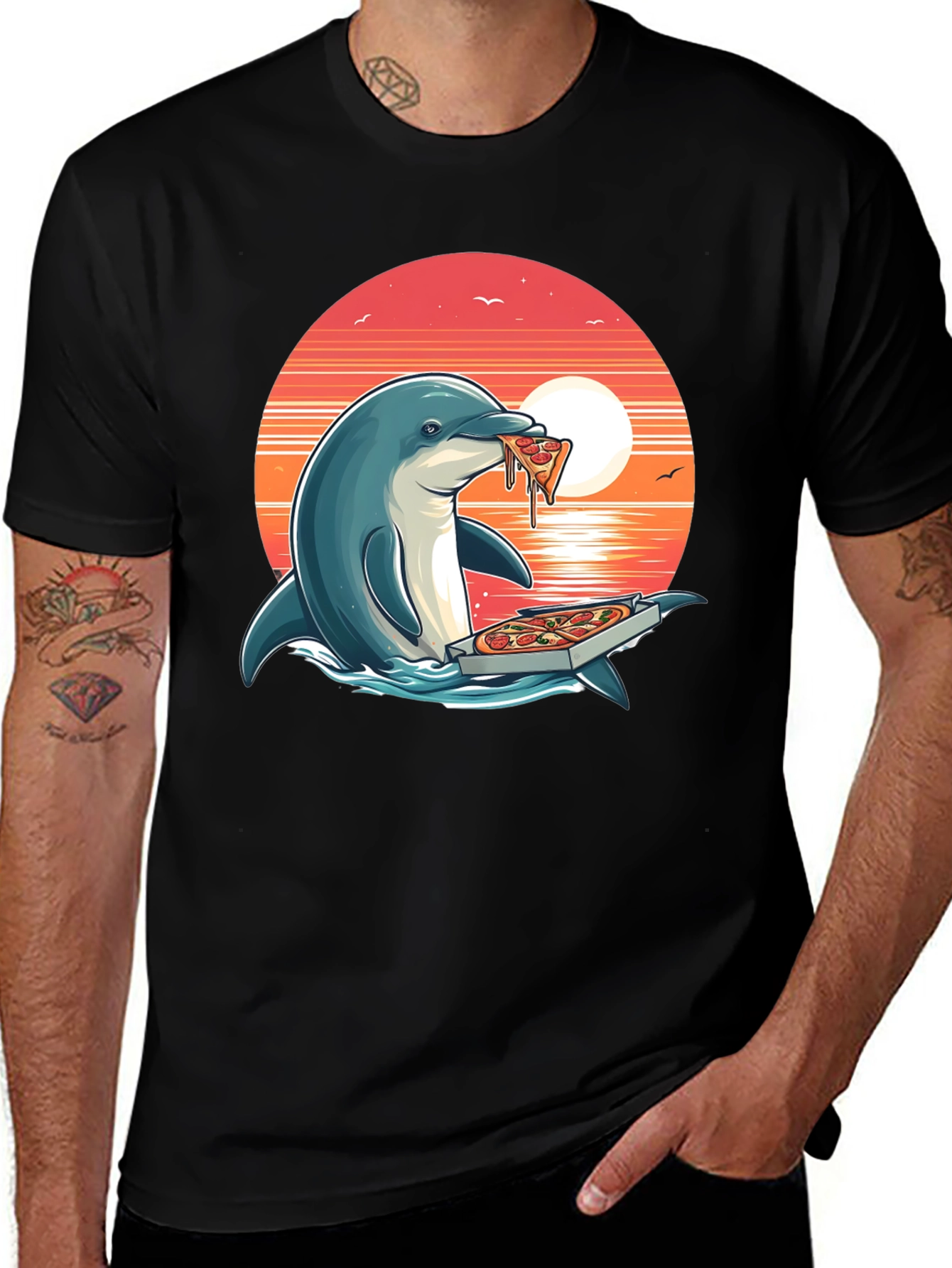 Variant 23 of Dolphin Pizza T-Shirt - Unique Graphic Tee