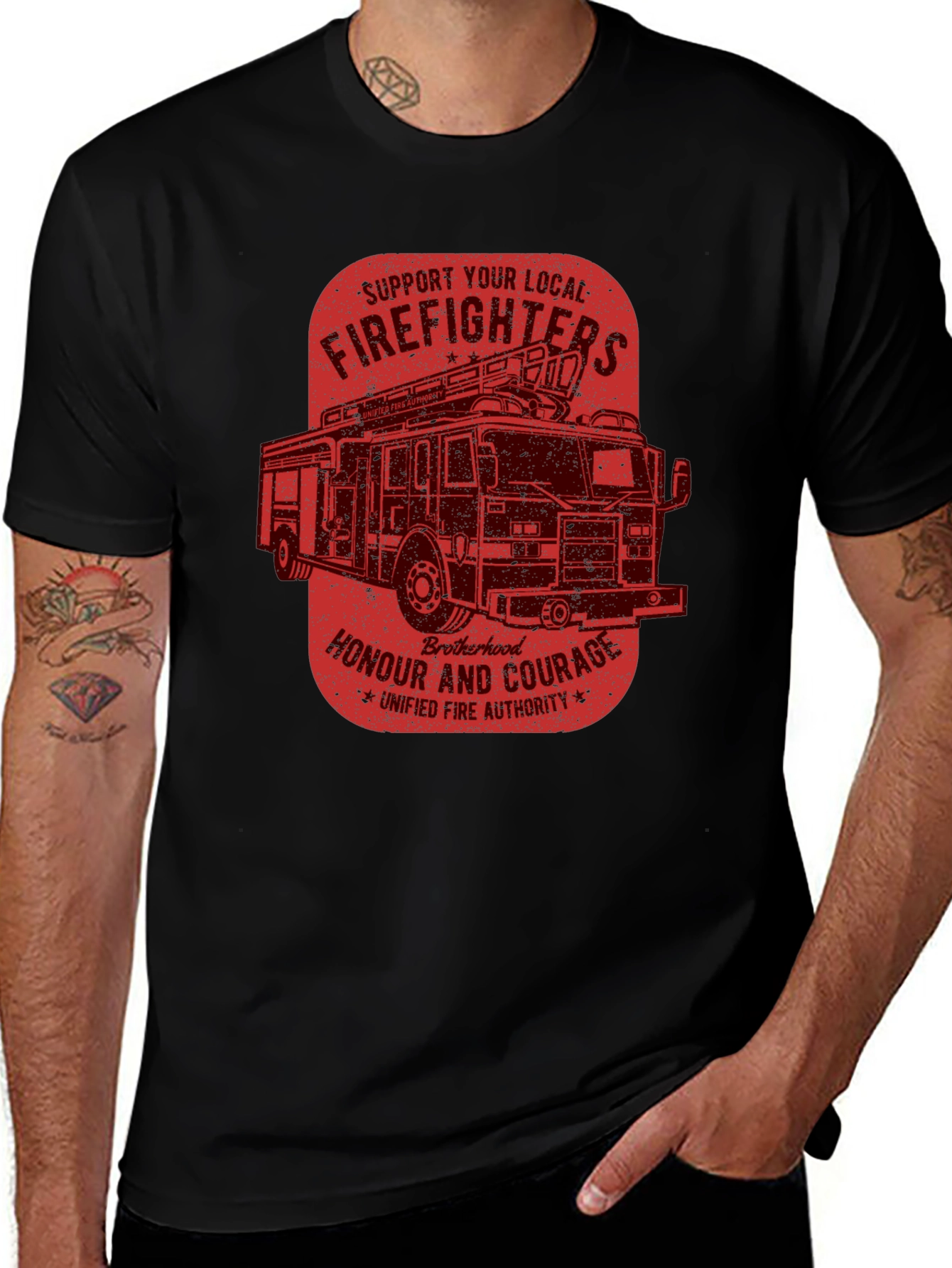 Variant 24 of Firefighter Support Graphic Tee - Honor and Courage