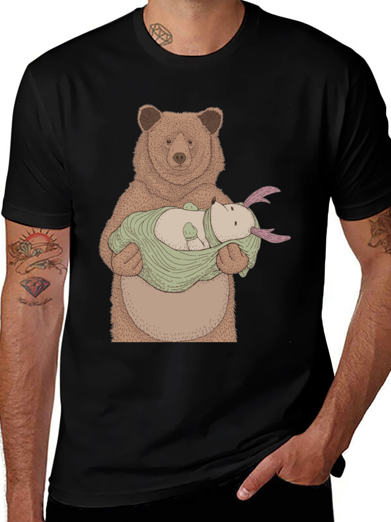 Variant 29 of Bear Holding Creature T-Shirt