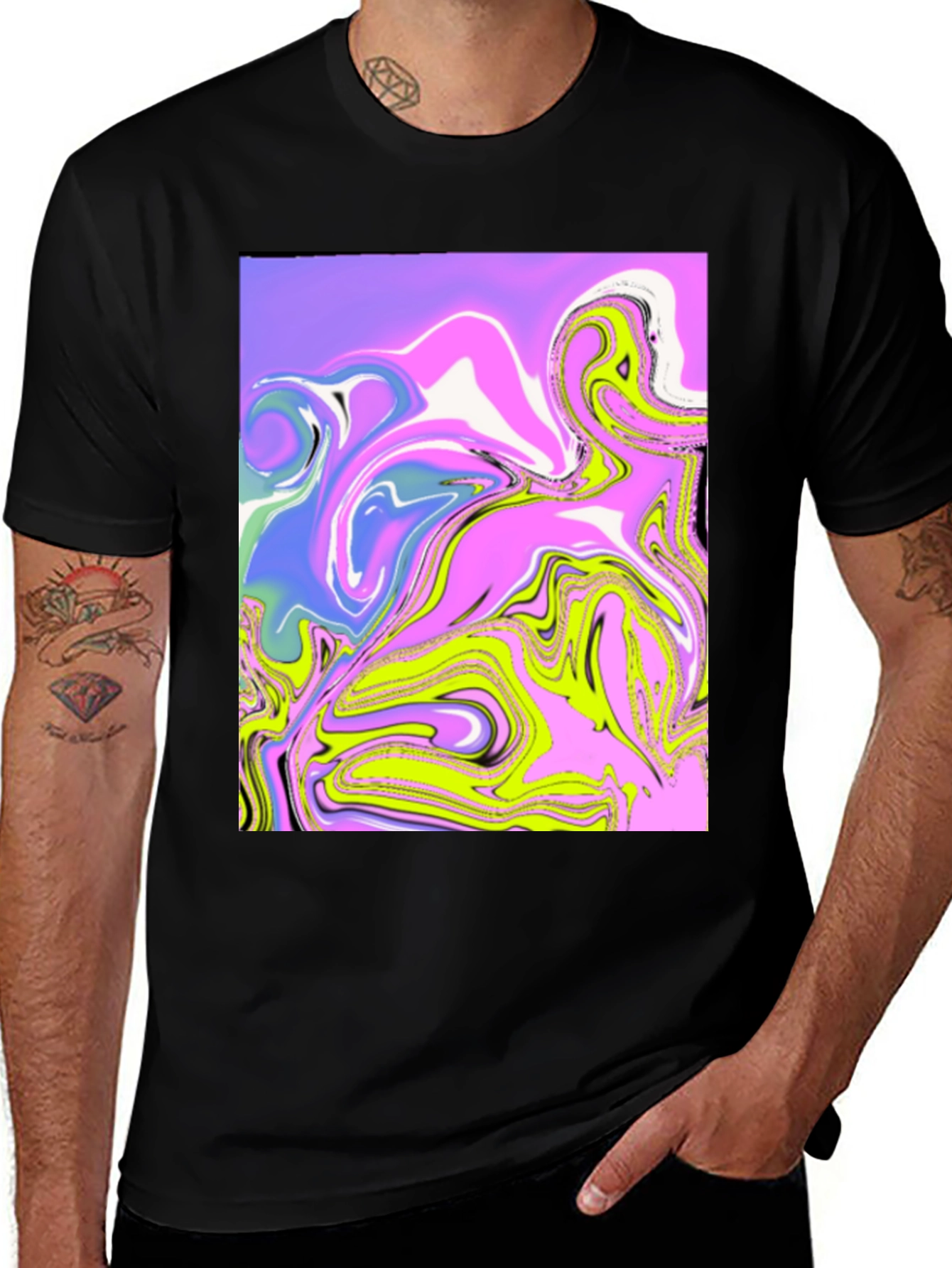 Variant 6 of Abstract Marble Art Print Black T-Shirt