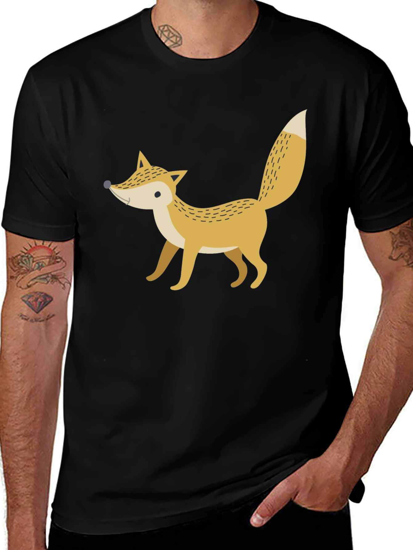 Variant 5 of Fox Graphic Print Black T-Shirt