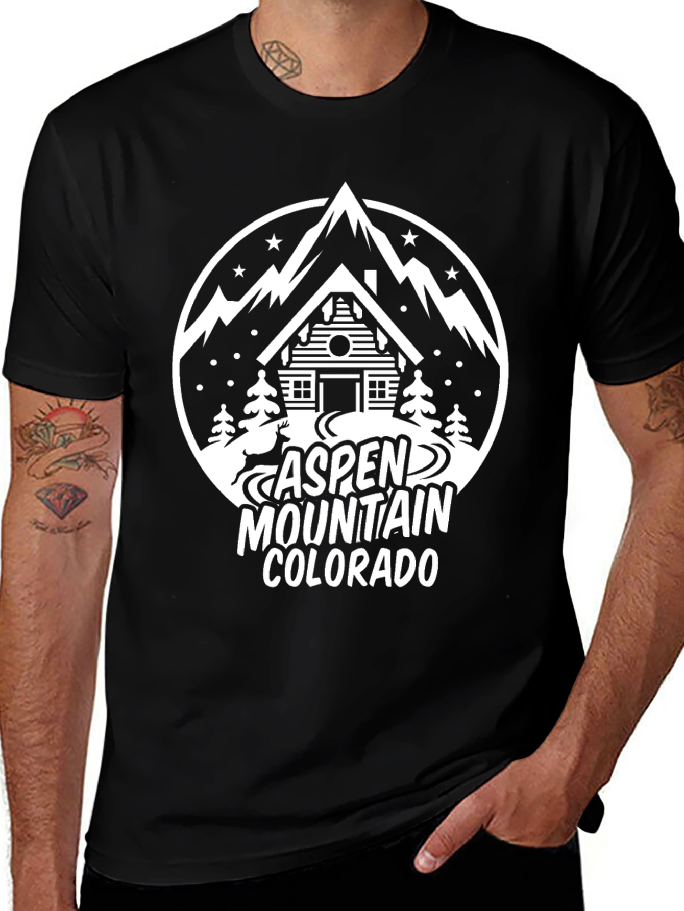 Aspen Mountain Colorado Tee - Cabin in the Rockies