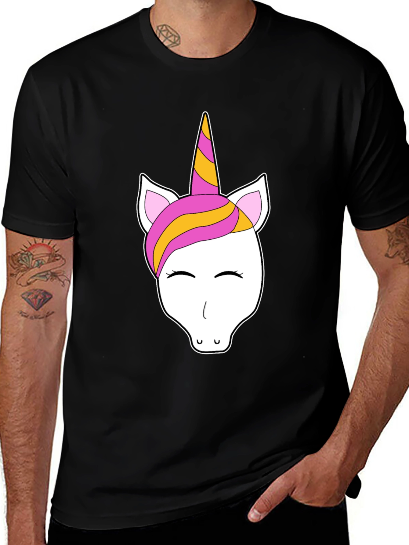 Variant 17 of Unicorn Graphic Tee - Black Cotton Casual T-Shirt