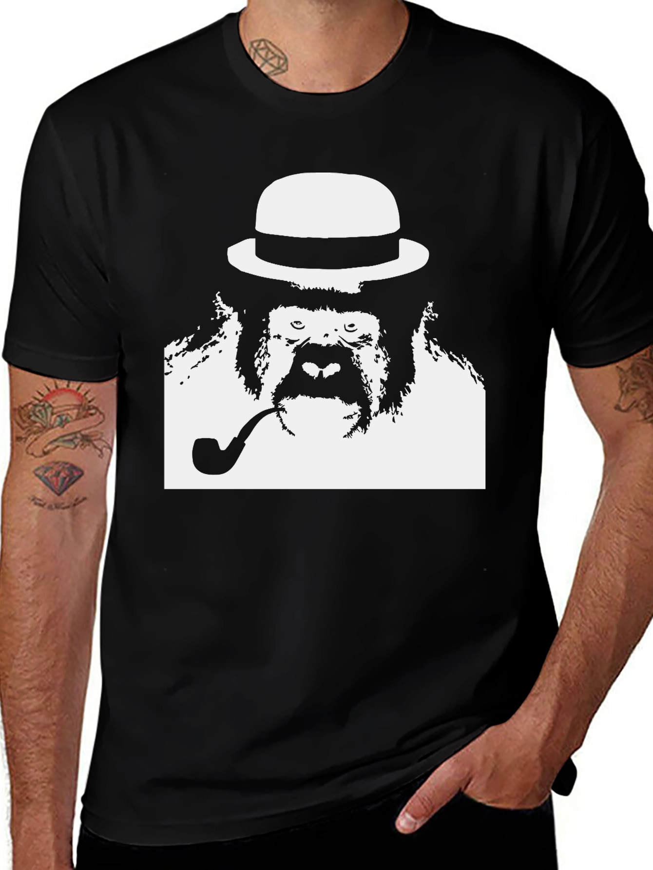 Variant 3 of Gorilla with Hat & Pipe Graphic T-Shirt