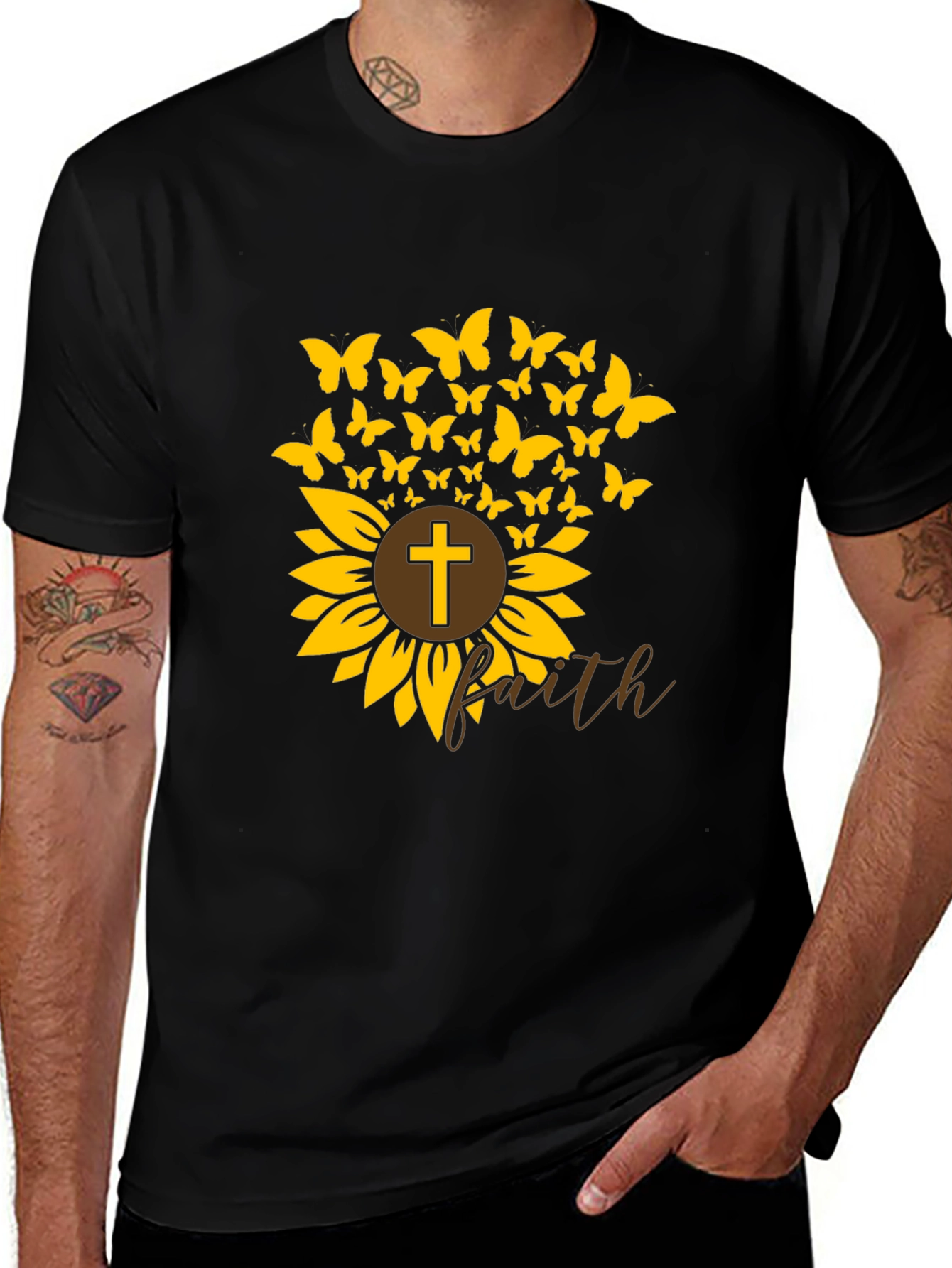 Faith Sunflower Butterfly Graphic Tee