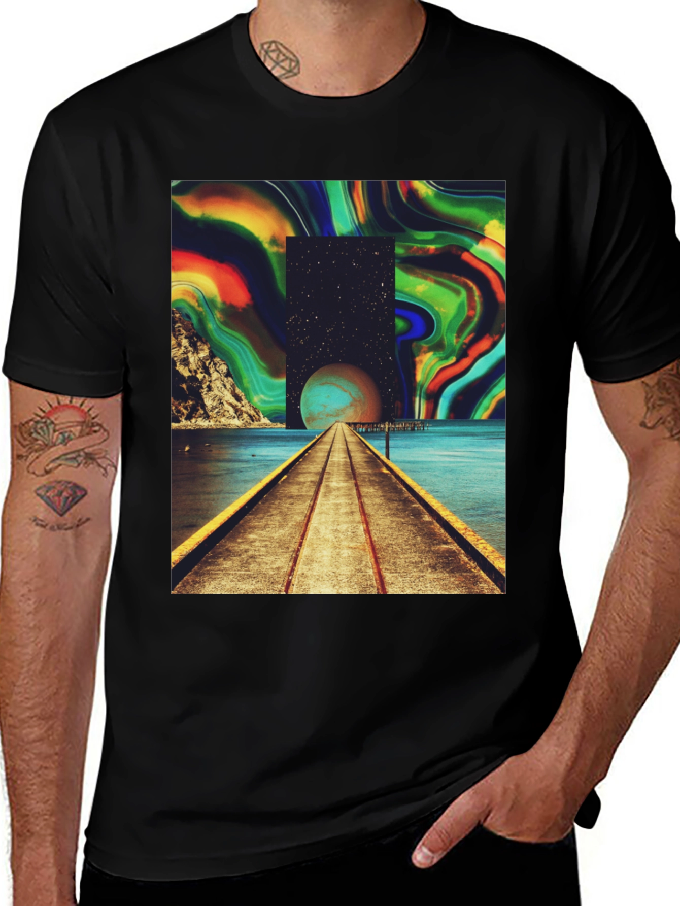Variant 17 of Surreal Pathway Graphic Tee - Unisex Black T-Shirt