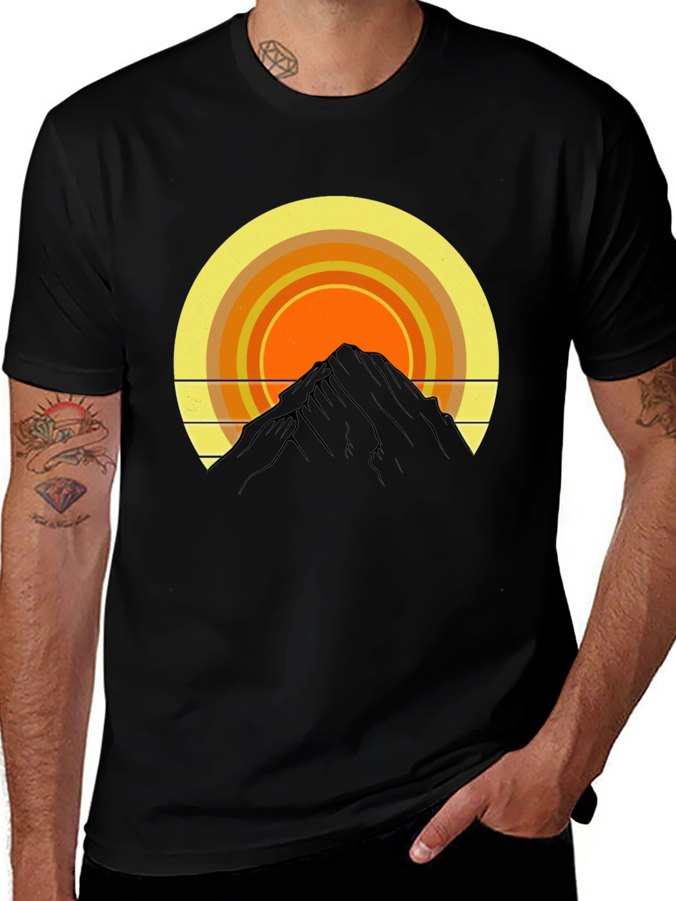 Black Mountain Sunset Graphic Tee - Retro Style main image