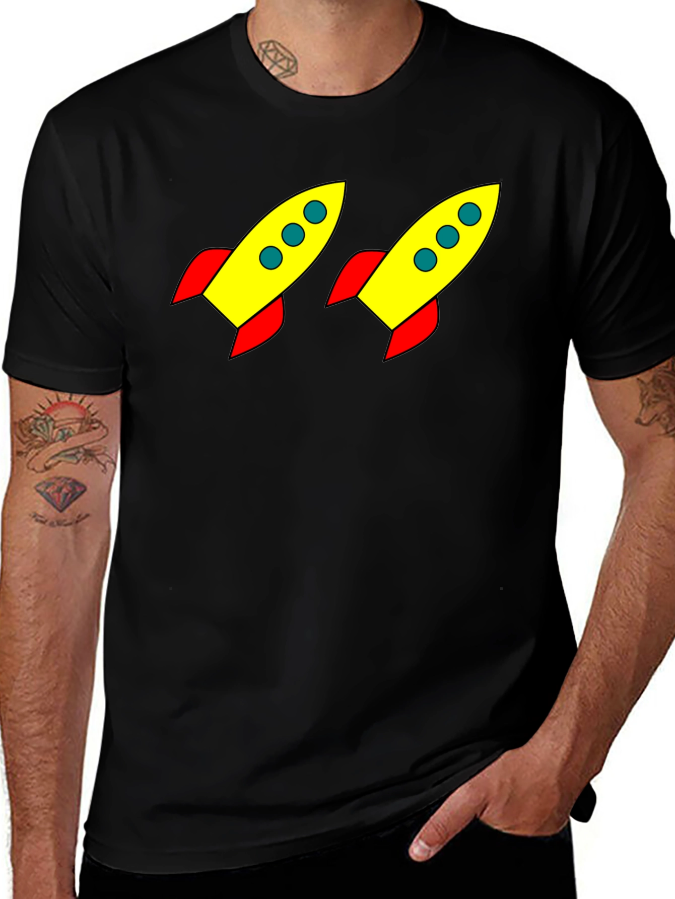 Variant 29 of Rocket Ship Graphic Tee - Retro Style