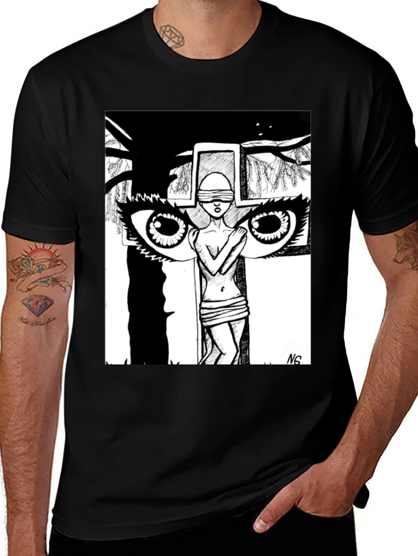 Variant 30 of Unique Graphic Print Black T-Shirt