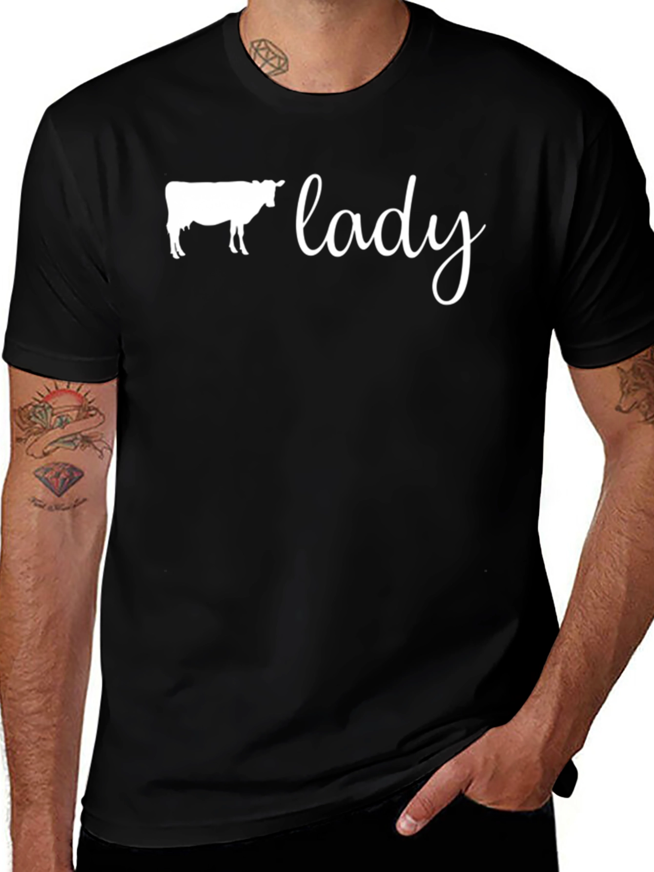 Cow Lady T-Shirt - Black Cotton Tee