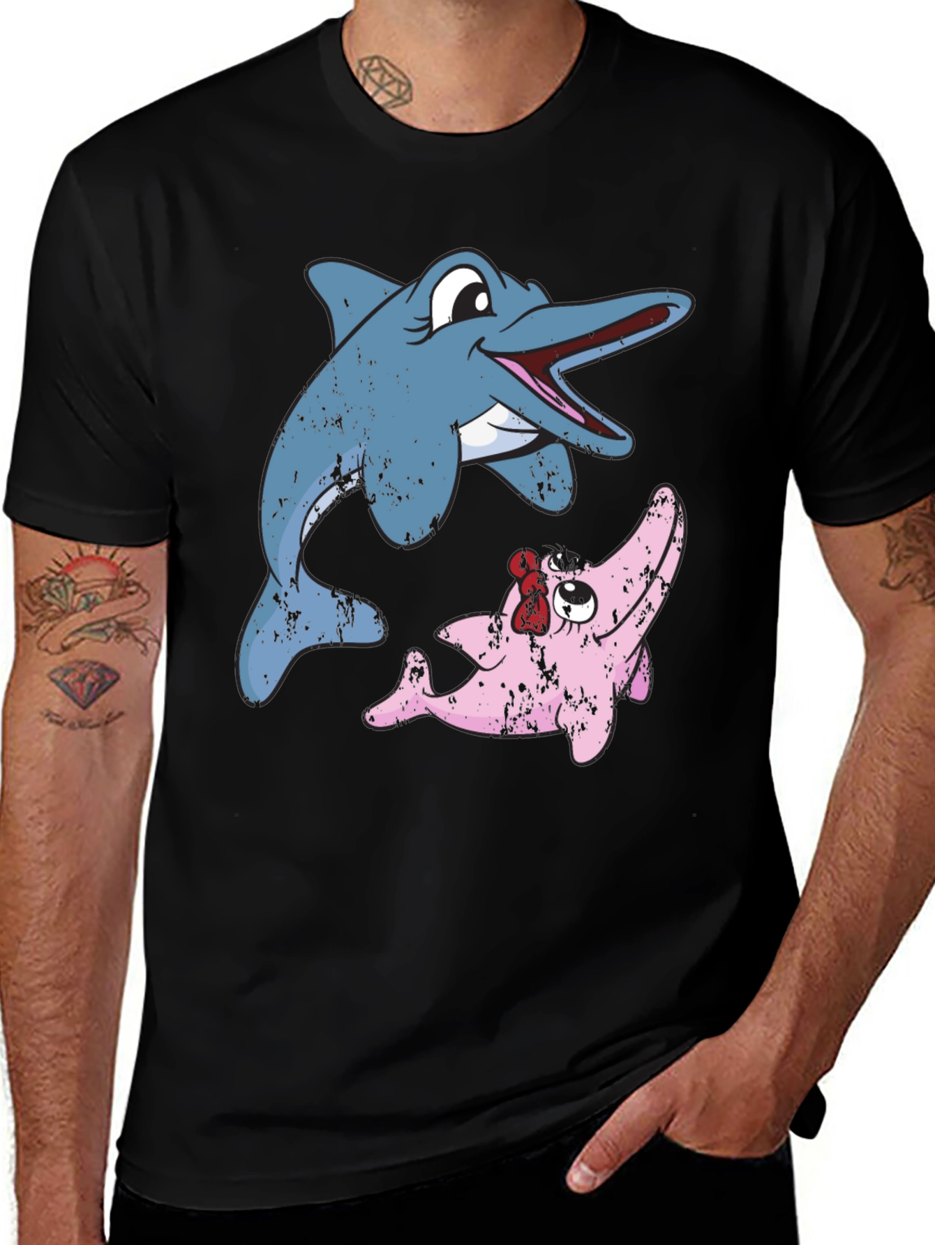 Variant 17 of Dolphin Duo Graphic Tee - Stylish Cotton Blend