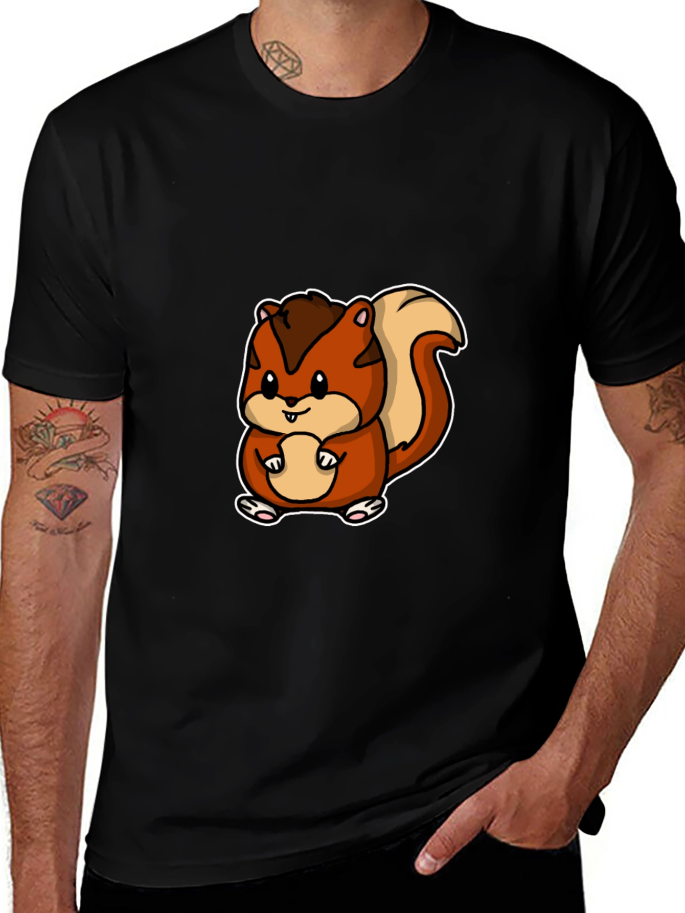Variant 3 of Cute Squirrel Graphic Tee - Black