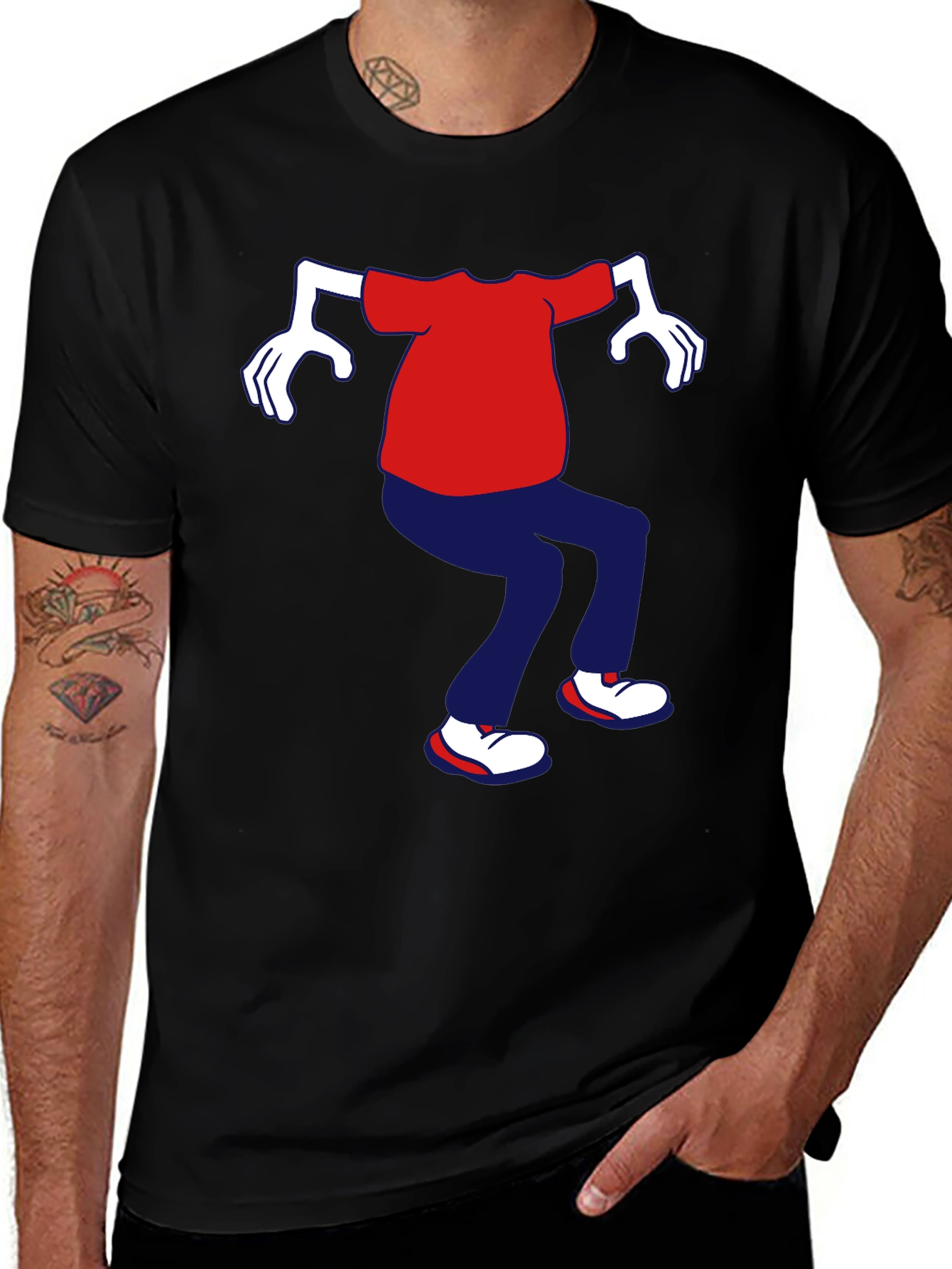 Variant 7 of Funky Cartoon Graphic T-Shirt - Black