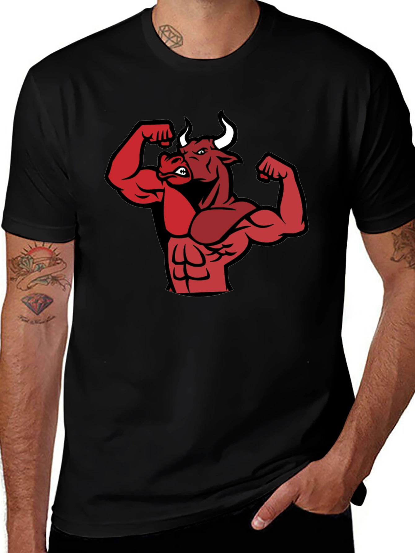 Variant 6 of Muscle Bull Graphic Tee - Black