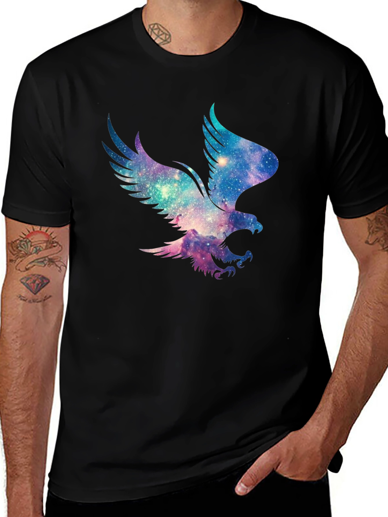 Variant 23 of Galaxy Eagle Graphic Black T-Shirt