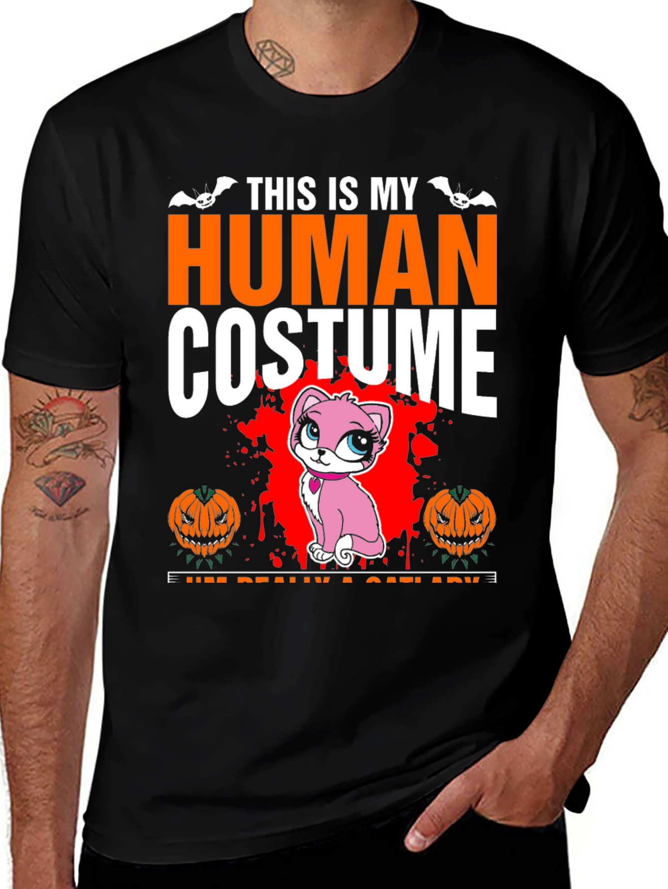 Human Costume Cat Halloween T-Shirt