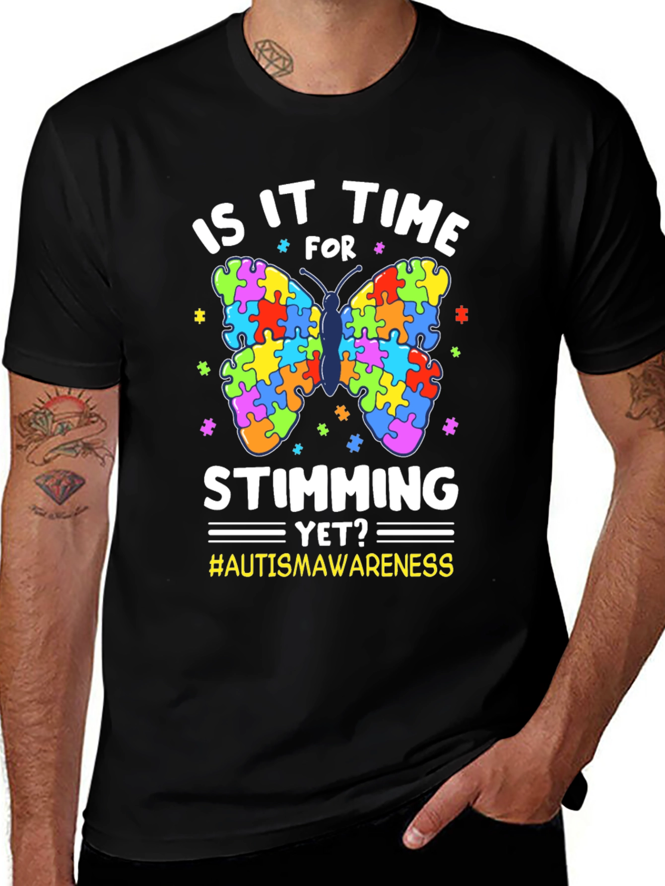 Variant 7 of Autism Awareness Butterfly Puzzle Piece T-Shirt