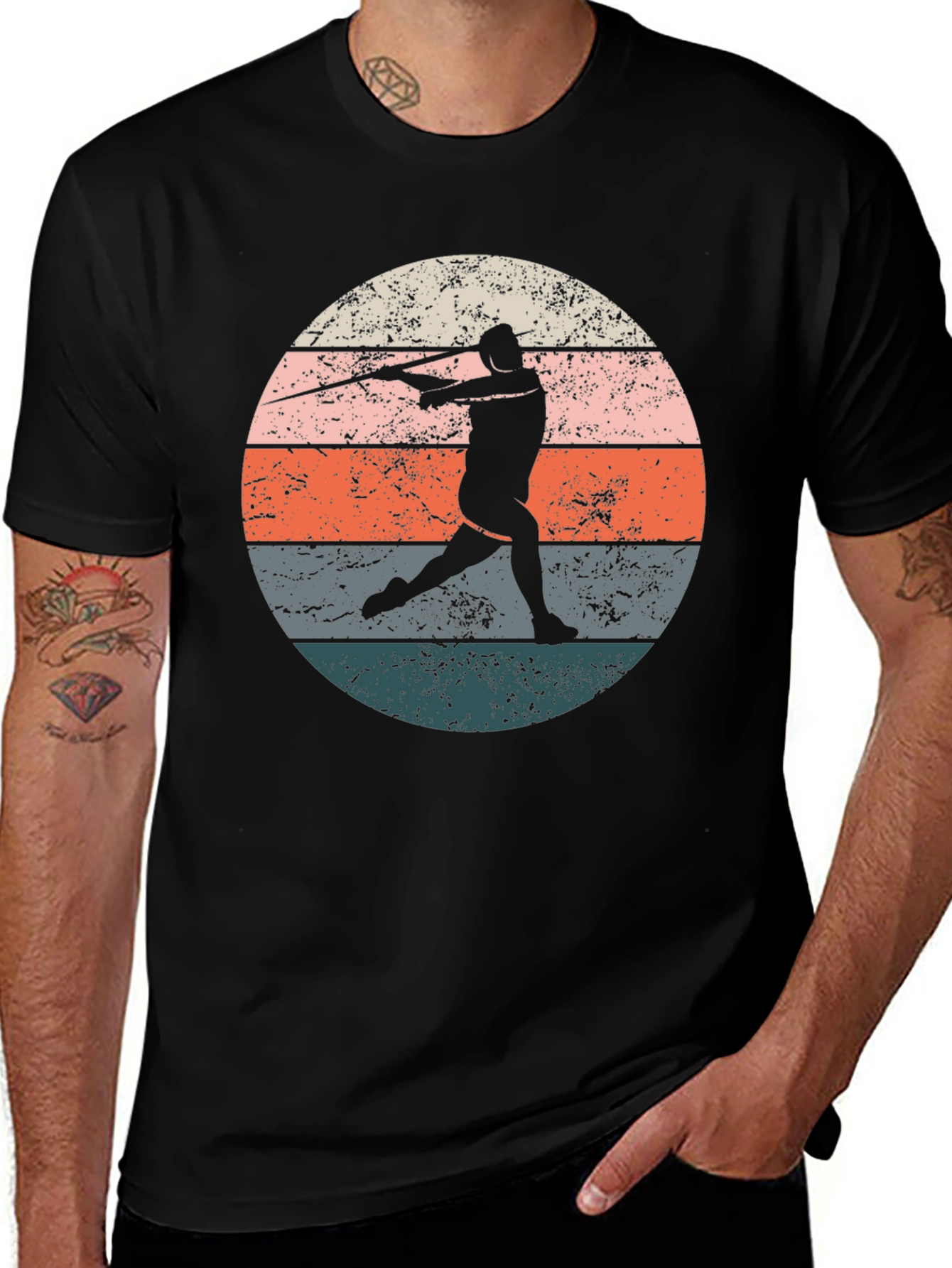 Variant 13 of Retro Javelin Thrower Graphic Tee