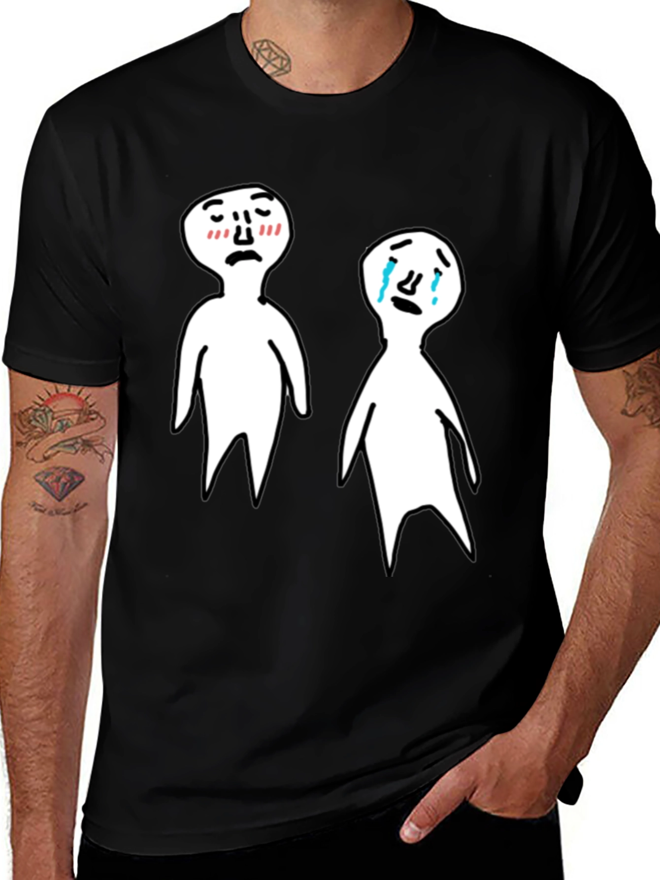 Variant 15 of Emotional Cartoon T-Shirt - Black Tee