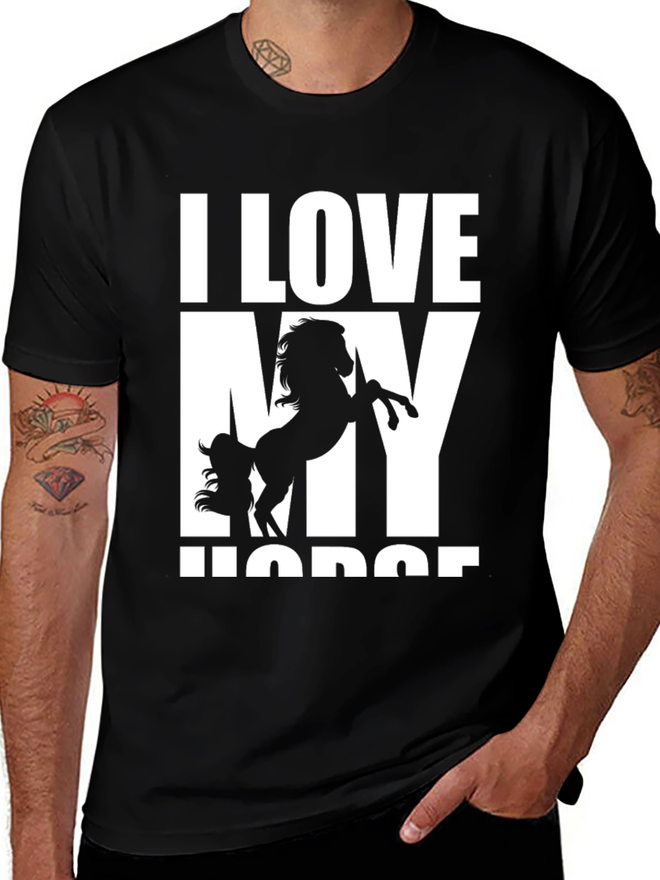 Variant 21 of I Love My Horse Graphic Tee - Black