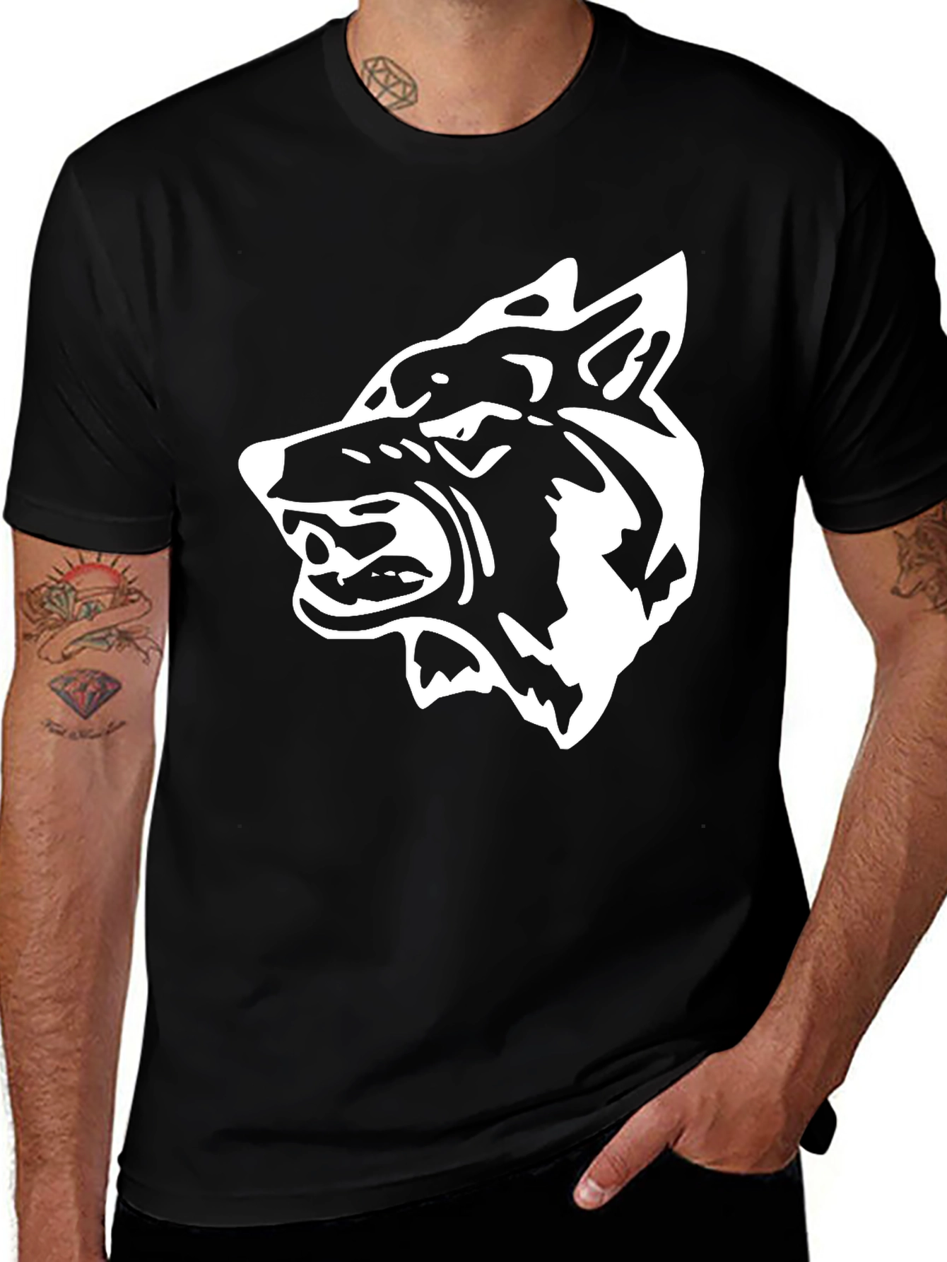 Variant 13 of Bold Wolf Graphic Tee - Fierce Black Cotton T-Shirt