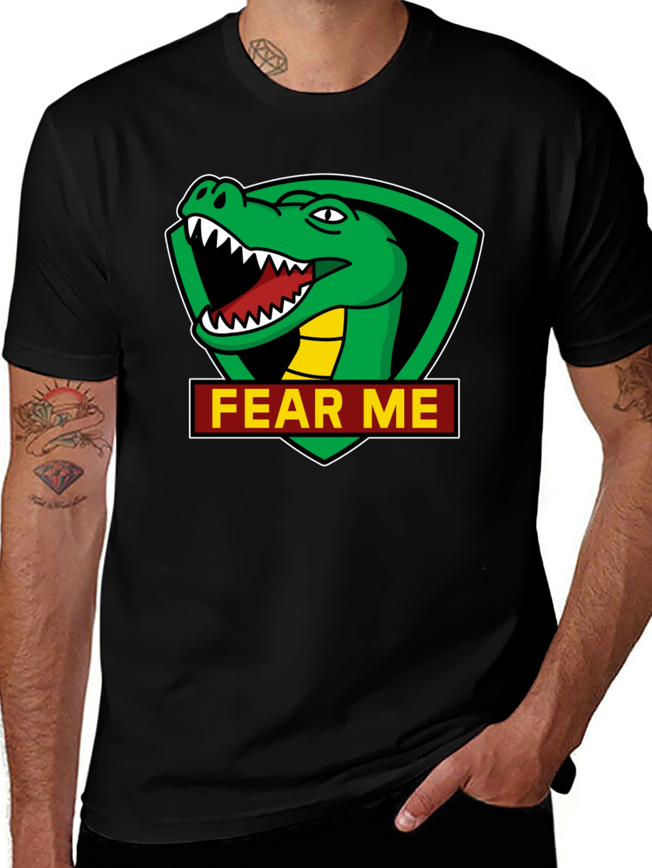 Variant 22 of Fear Me Alligator Graphic Tee - Black