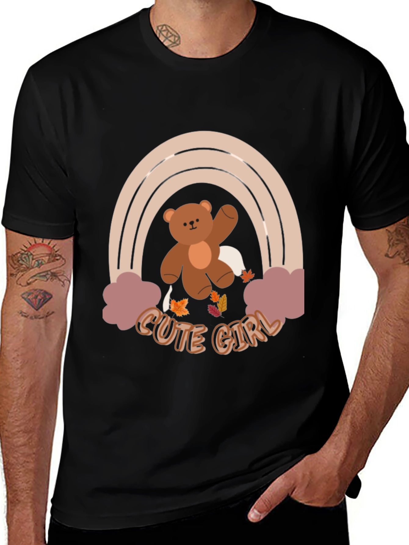Cute Girl Bear Rainbow T-Shirt