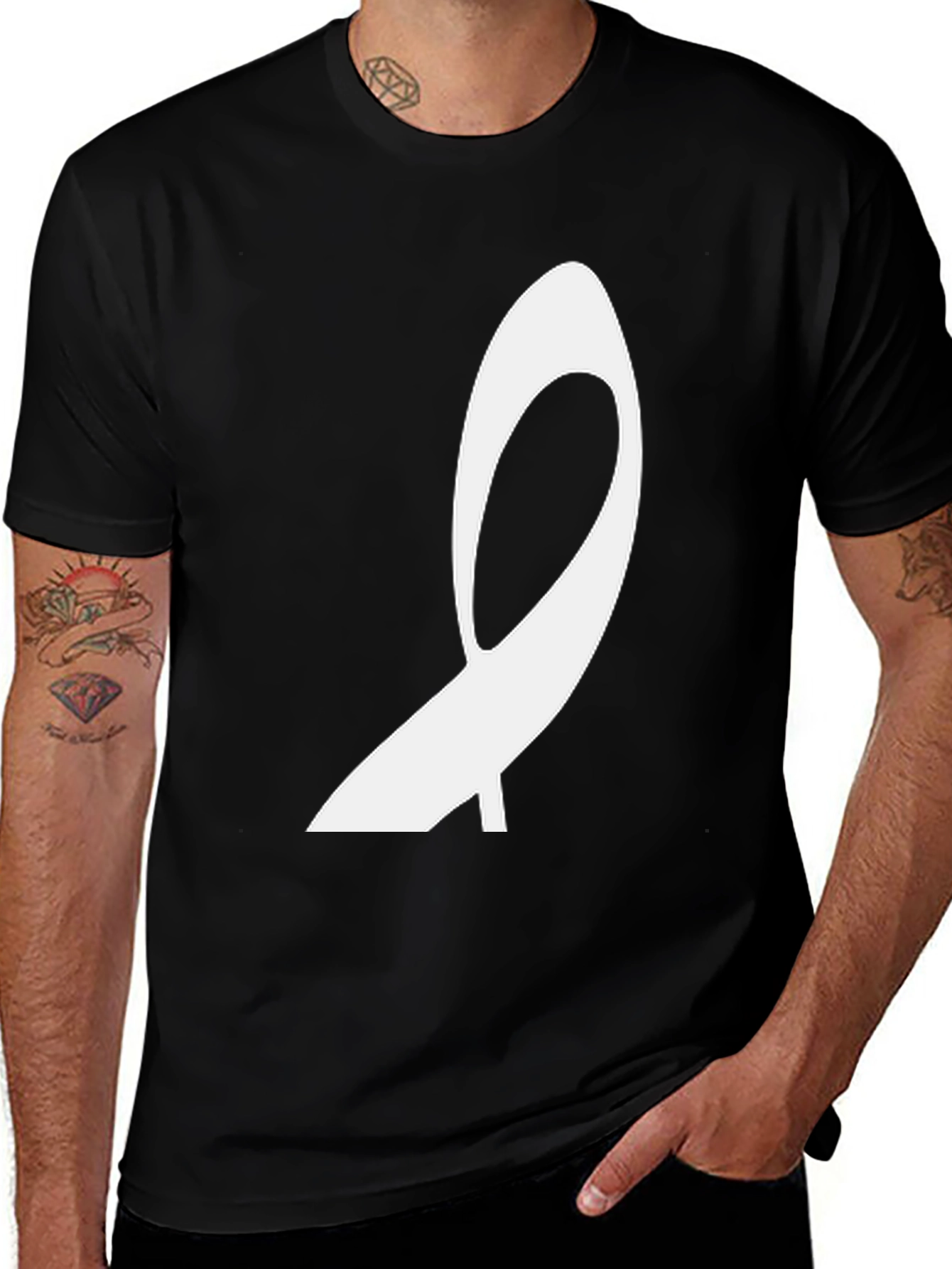 Variant 17 of Minimalist Ribbon Graphic T-Shirt - Black