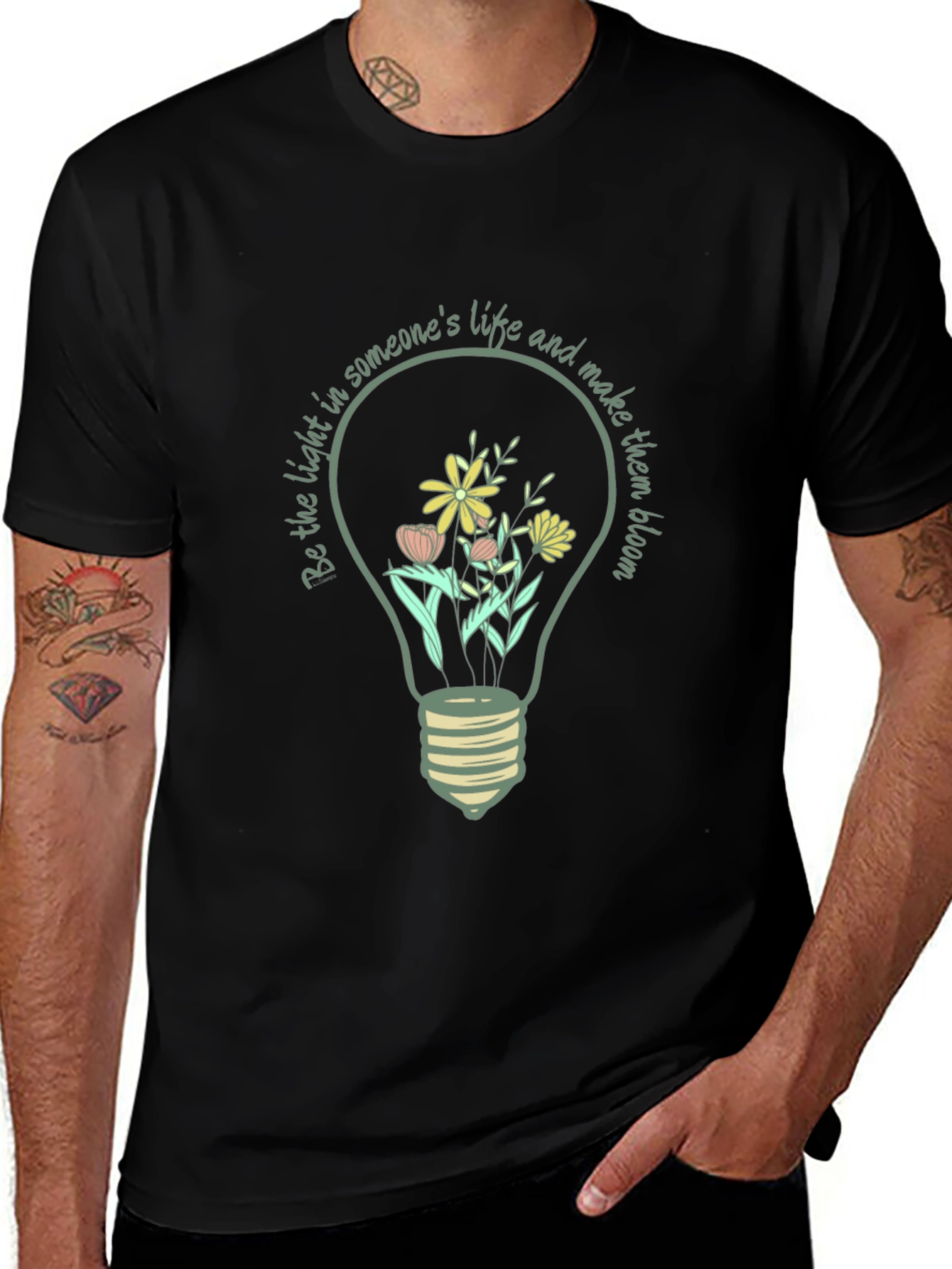 Variant 19 of Floral Light Bulb Graphic Tee - Inspirational Design