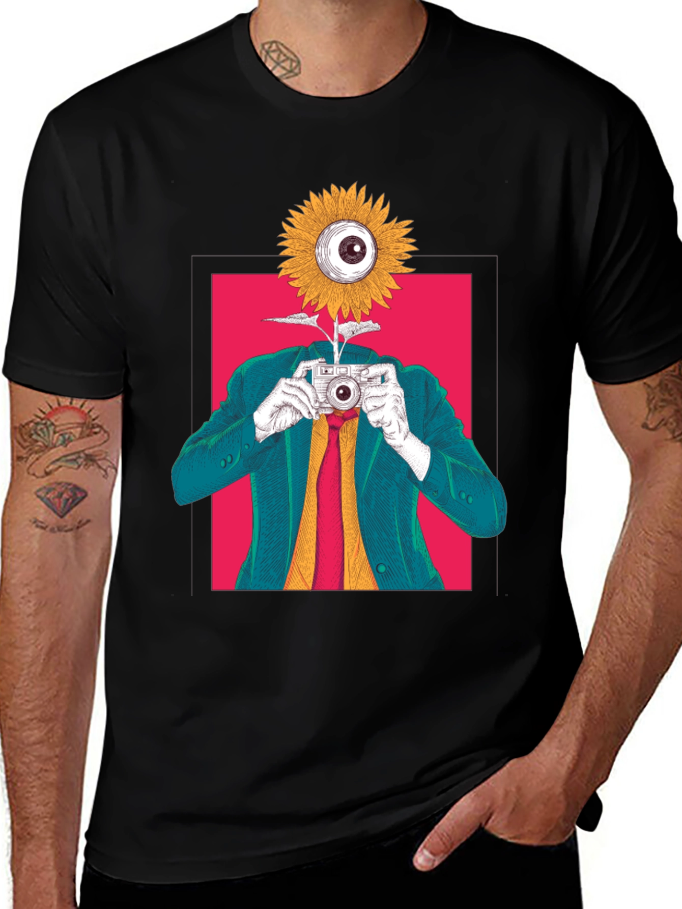 Variant 10 of Surreal Sunflower Eye Camera Graphic Tee