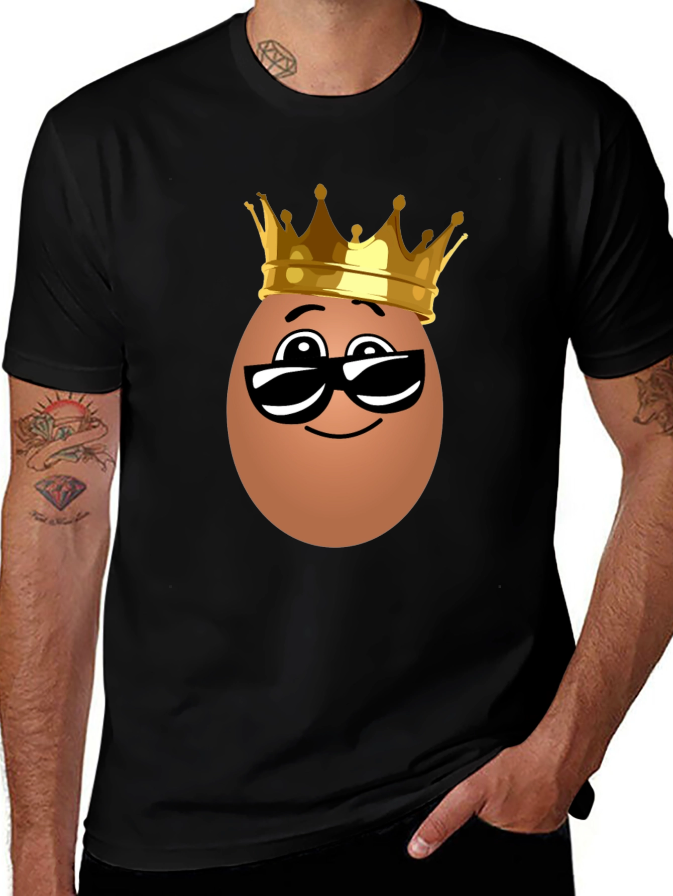 Variant 2 of Funny Egg King T-Shirt - Novelty Cartoon Tee