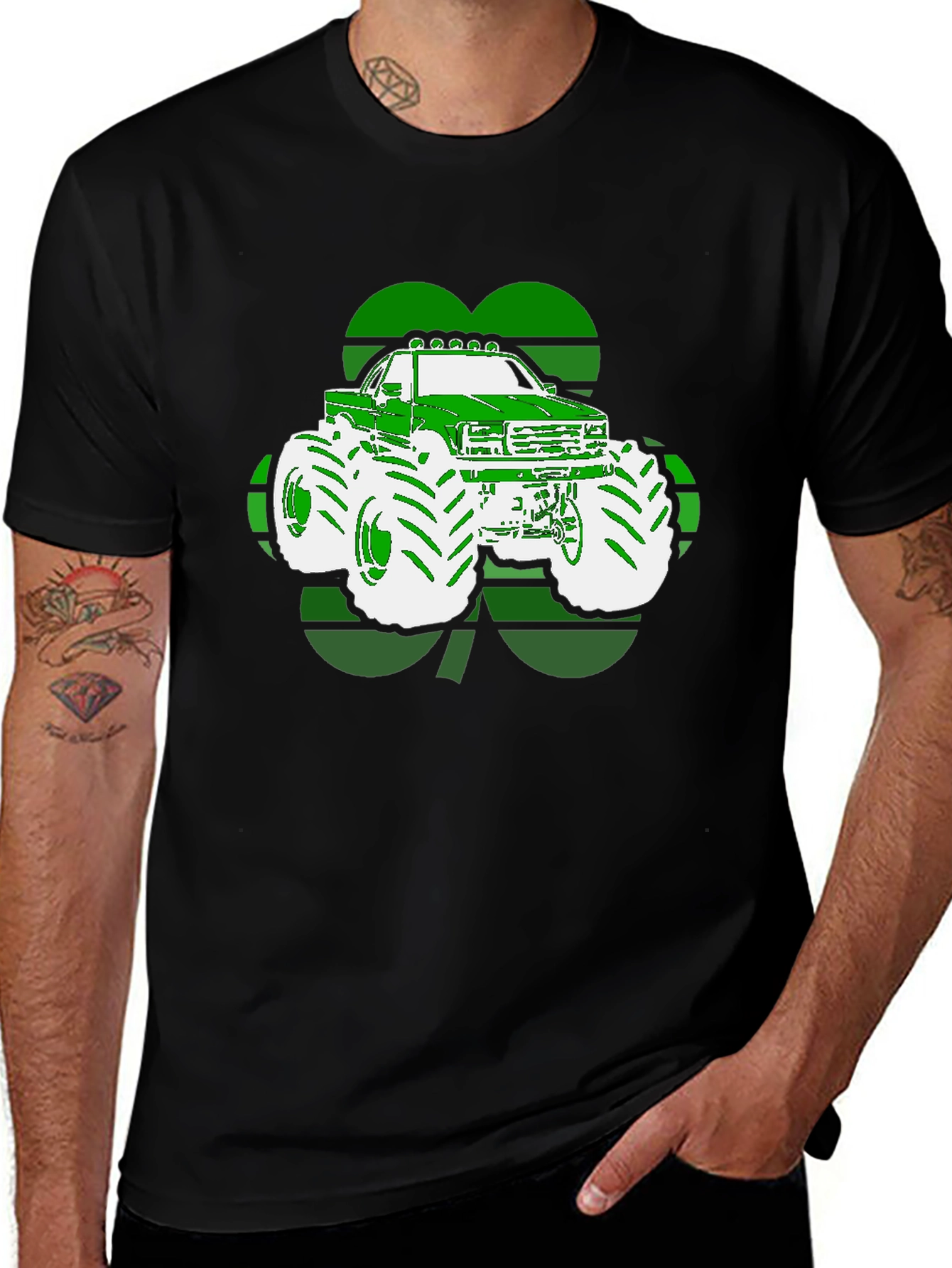 Variant 4 of Shamrock Monster Truck Black T-Shirt