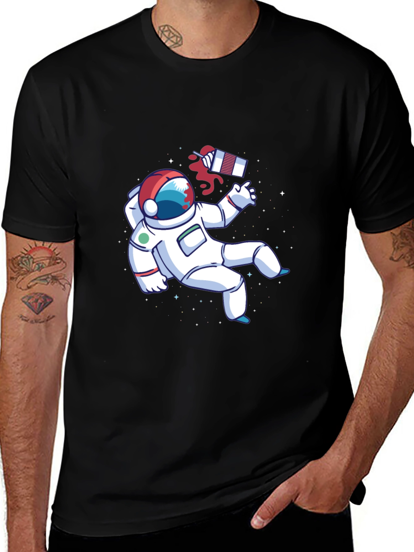 Astronaut Space Graphic Tee - Black