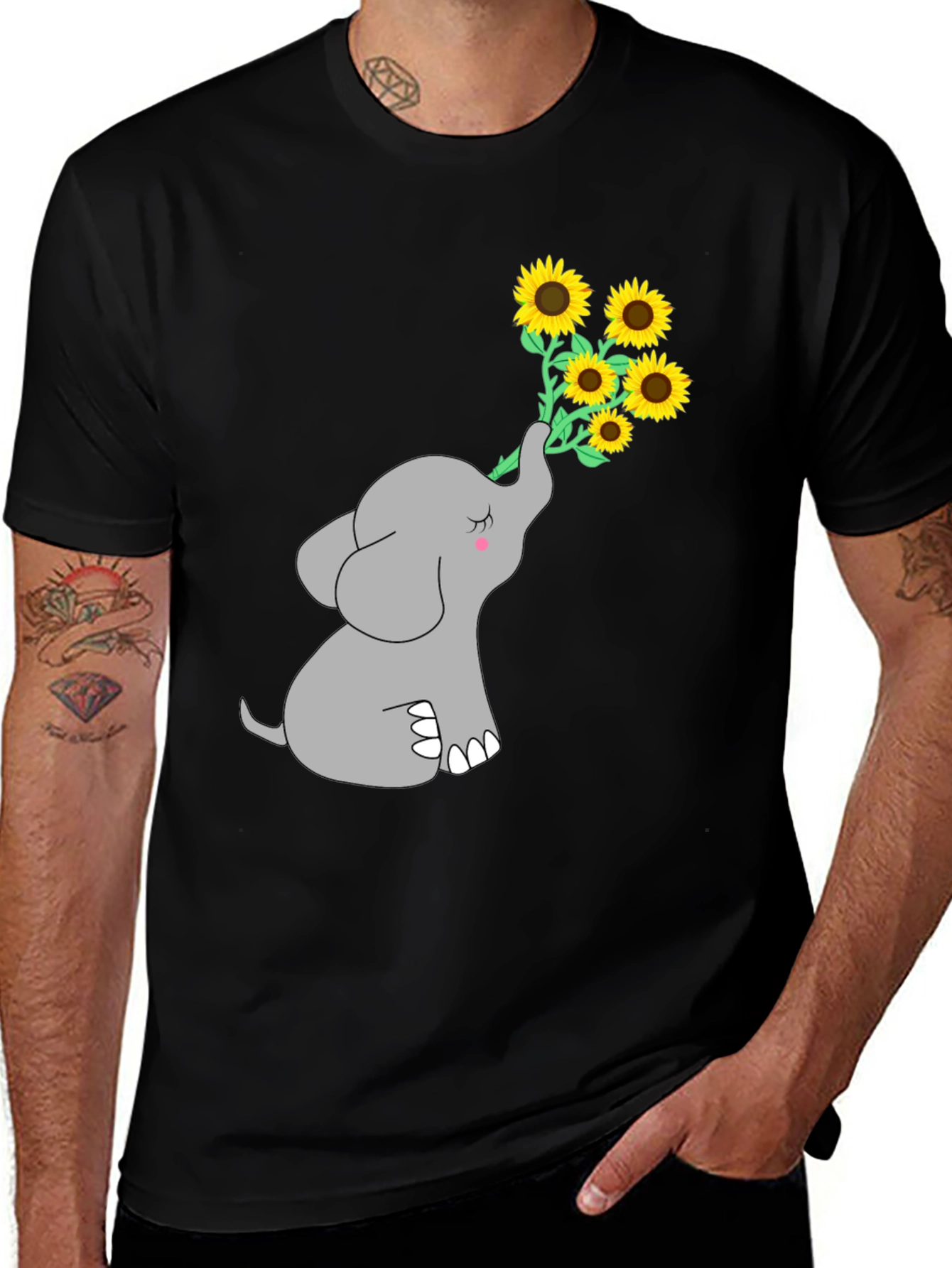 Variant 27 of Elephant Sunflower Graphic Tee